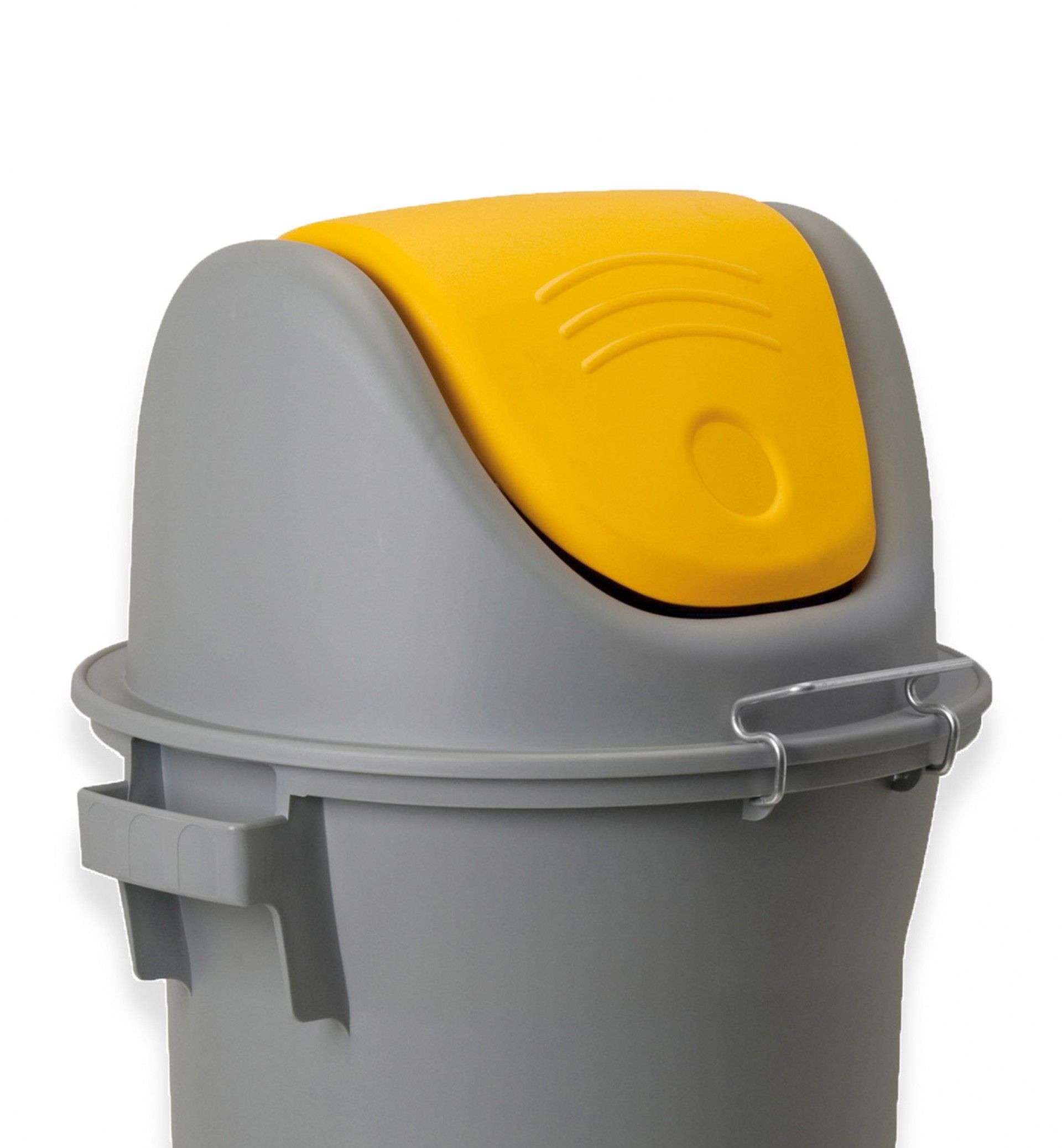 Contentor Eco Cinzento com Tampa Basculante Amarela 52l 48X50X76cm