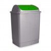 Balde Eco Cinzento com Tampa Basculante Verde 26l 30X36X51cm