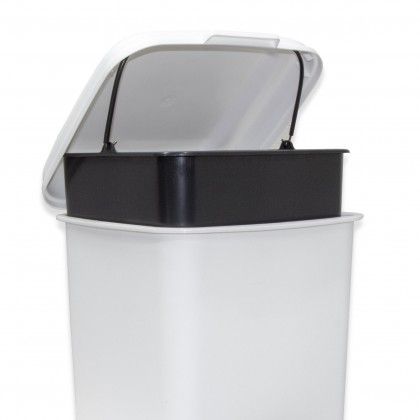 Balde com Pedal e Interior Branco 15l 34X32.5X36.5cm