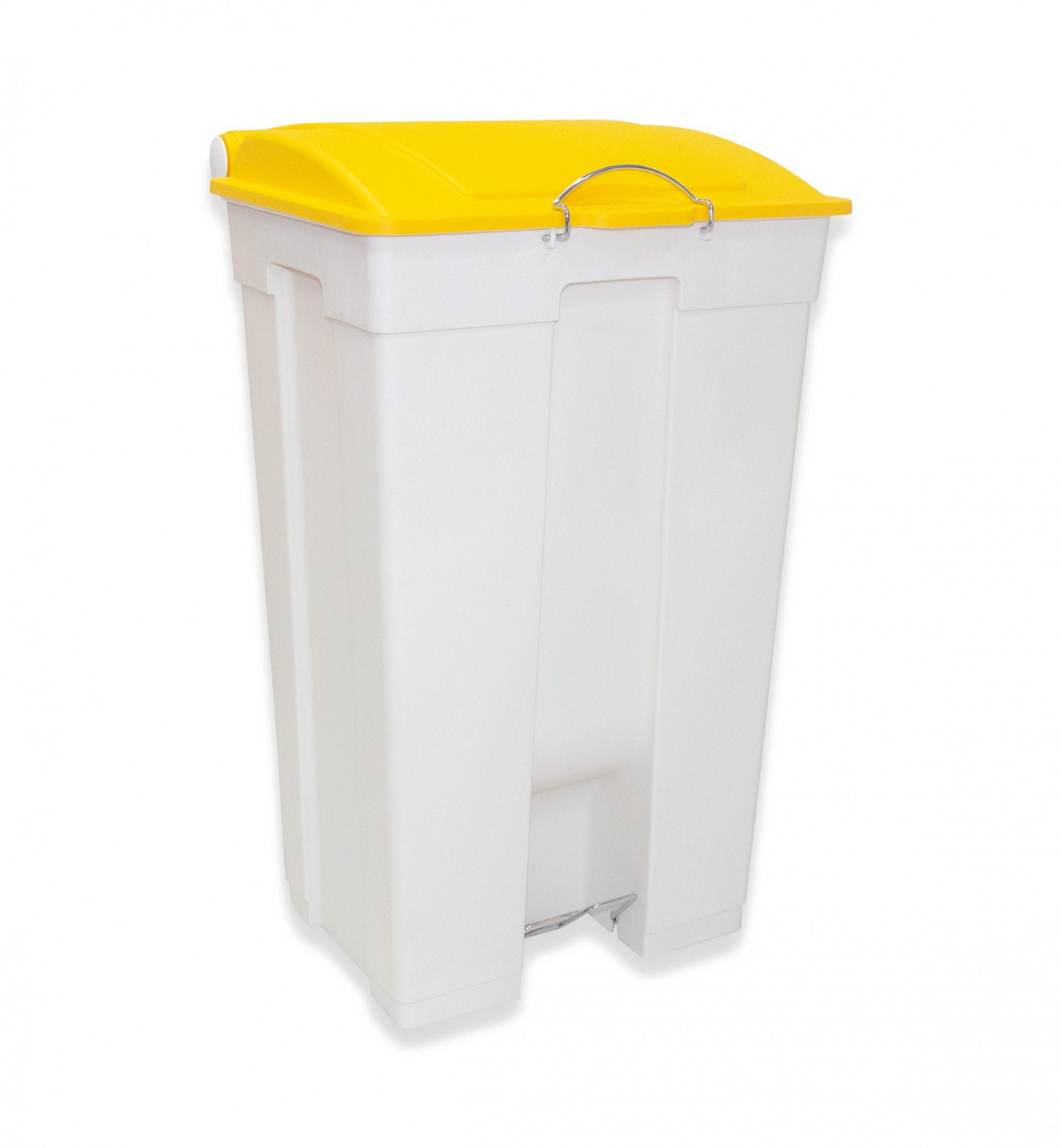 Contentor Eco com Pedal e Rodas Branco e Tampa Amarelo 85l 49X48X82cm