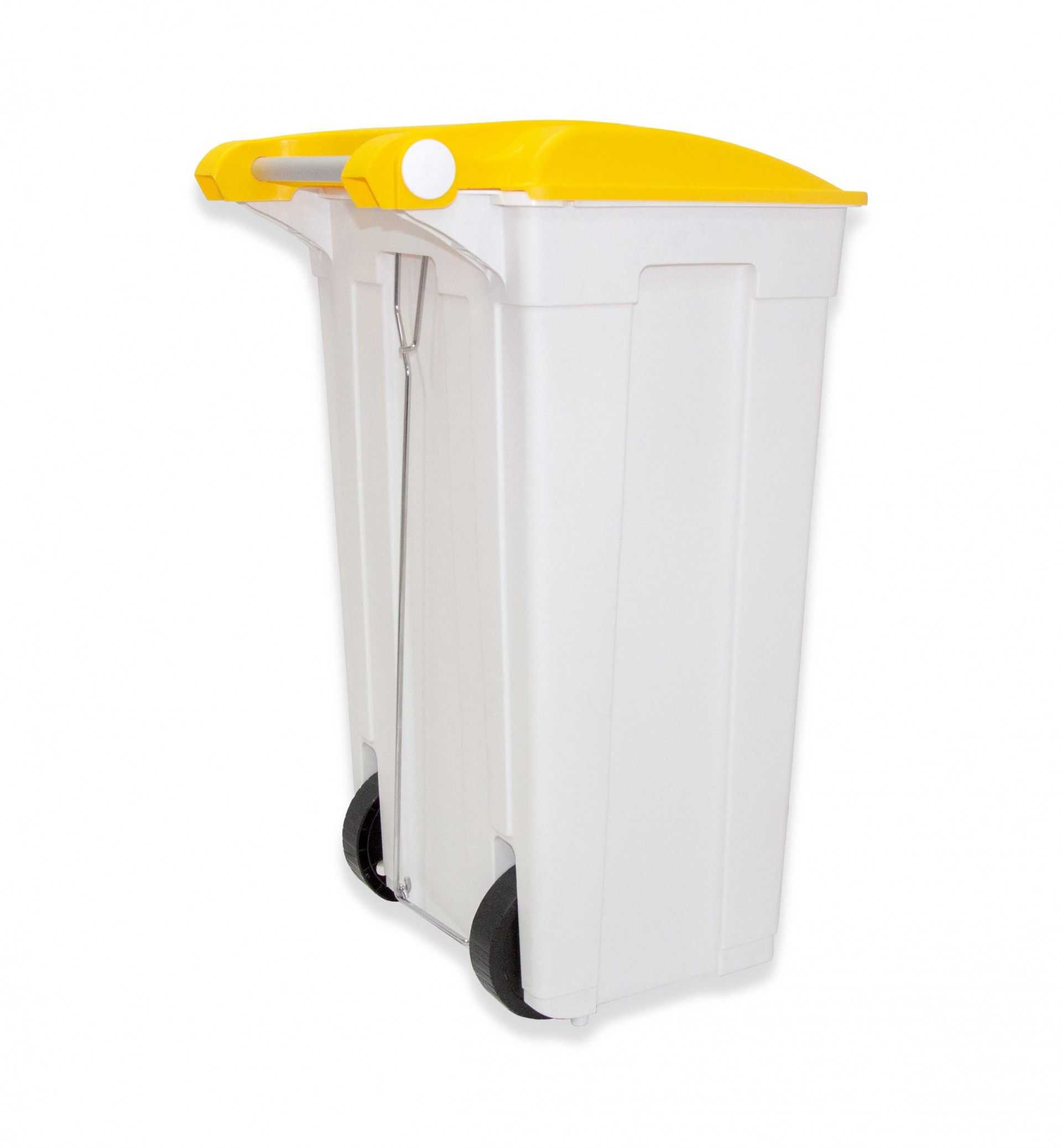 Contentor Eco com Pedal e Rodas Branco e Tampa Amarelo 85l 49X48X82cm