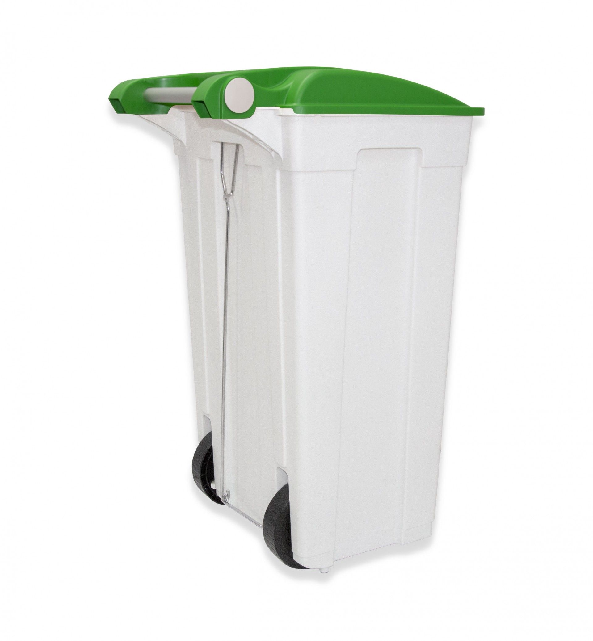 Contentor Eco com Pedal e Rodas Branco e Tampa Verde 85l 49X48X82cm