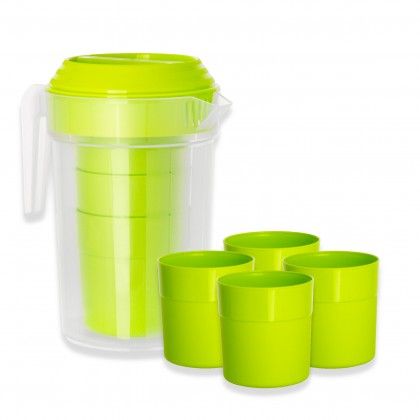 Jarro com Tampa + 4 Copos 0.28L Summer 1L 11.6X16X16.6cm