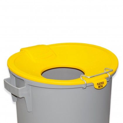 Contentor Eco Cinzento com Tampa Funil Amarelo 52l 48X50X56cm