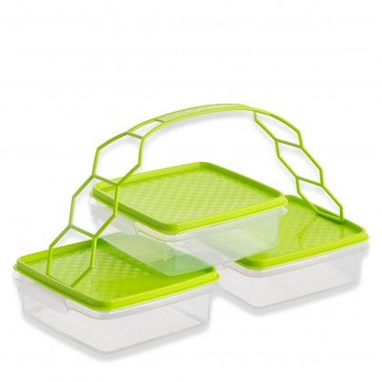 Caixa Herm�tica Codil Picnic Retangular com Asa 3X1000ml 19X16X16.6cm