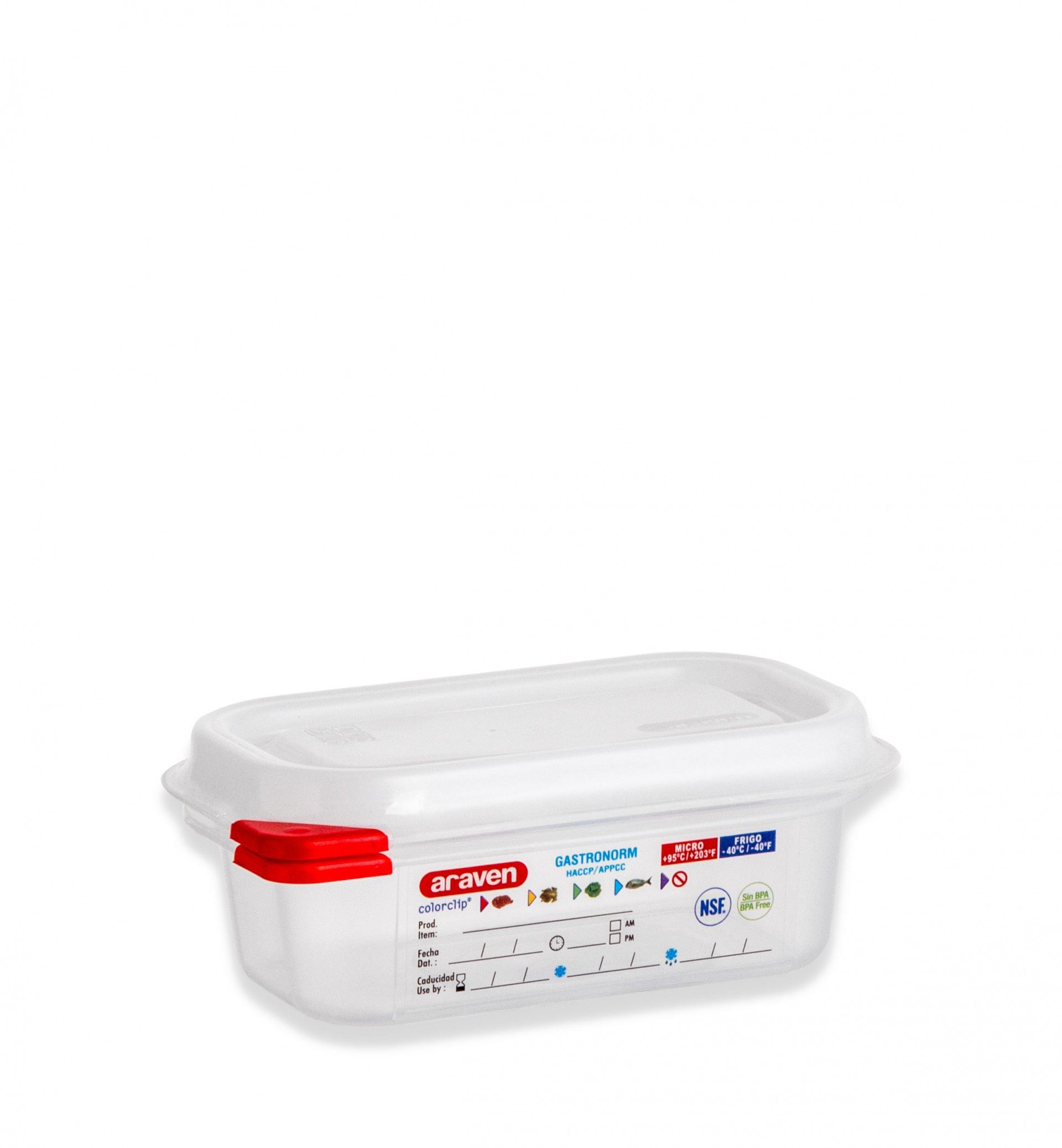 Caixa Hermética Polipropileno Tampa Branca Gn1/9 600ml 17.6X10.8X6.5cm