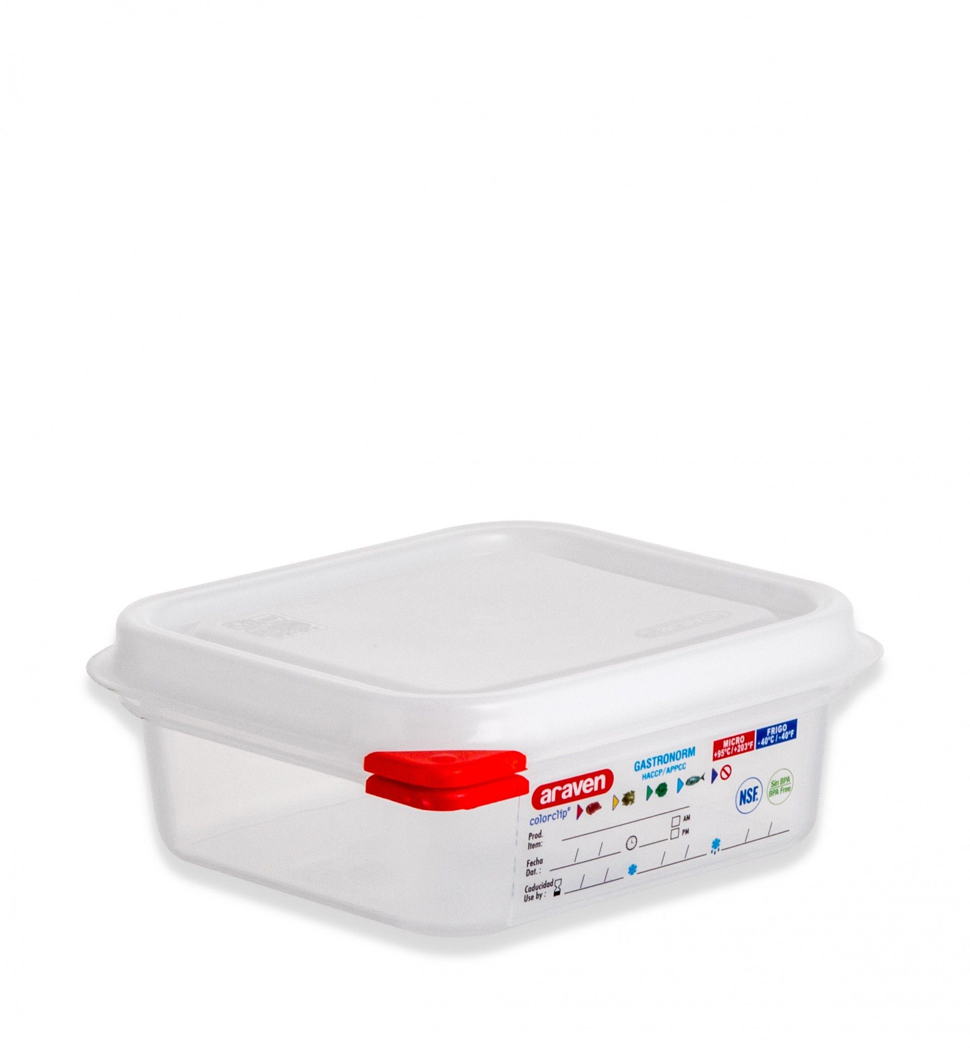 Caixa Hermética Polipropileno Tampa Branca Gn1/6 1100ml 17.6X16.2X6.5cm