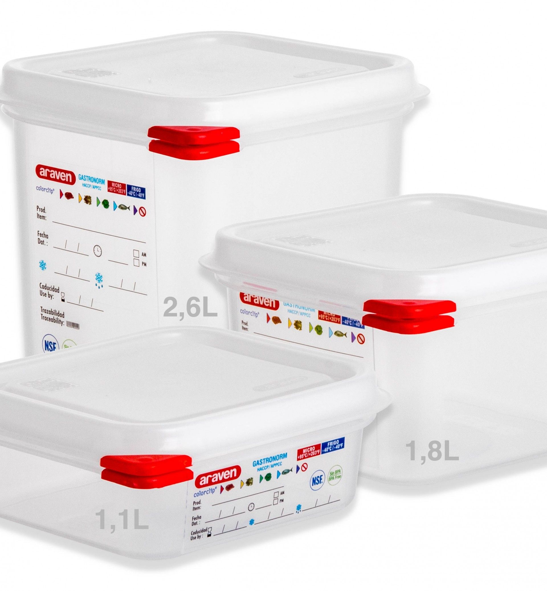 Caixa Hermética Polipropileno Tampa Branca Gn1/6 1100ml 17.6X16.2X6.5cm