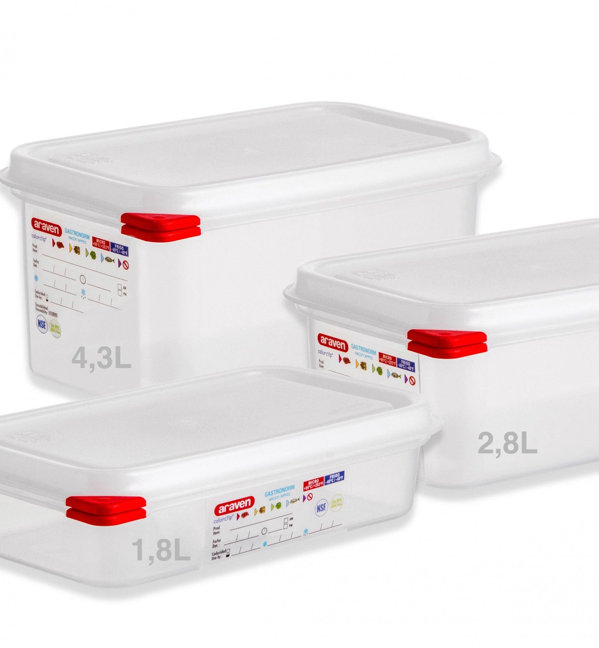 Caixa Hermética Polipropileno Tampa Branca Gn1/4 1800ml 26.5X16.2X6.5cm