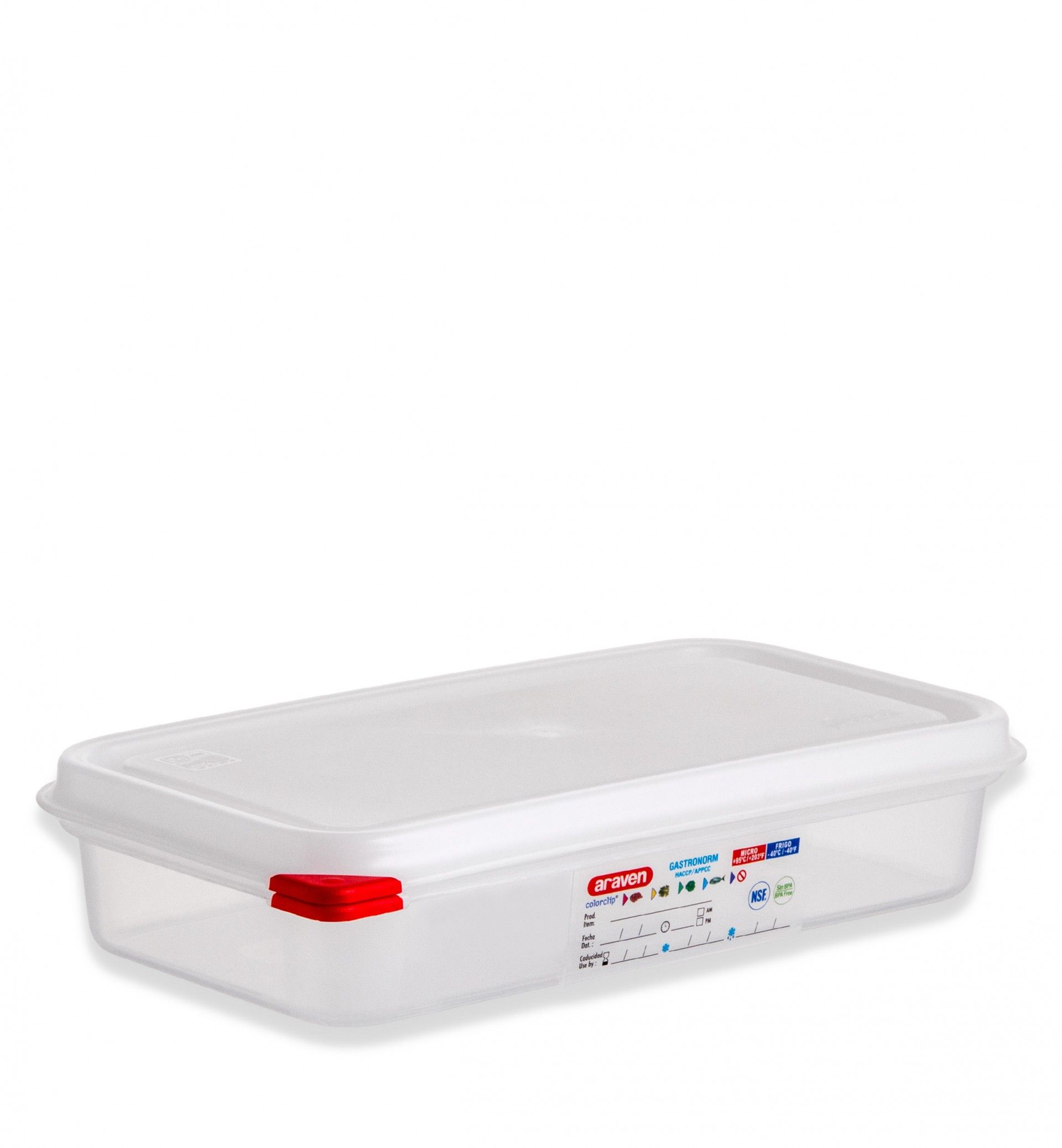 Caixa Hermética Polipropileno Tampa Branca Gn1/3 2500ml 32.5X17.6X6.5cm