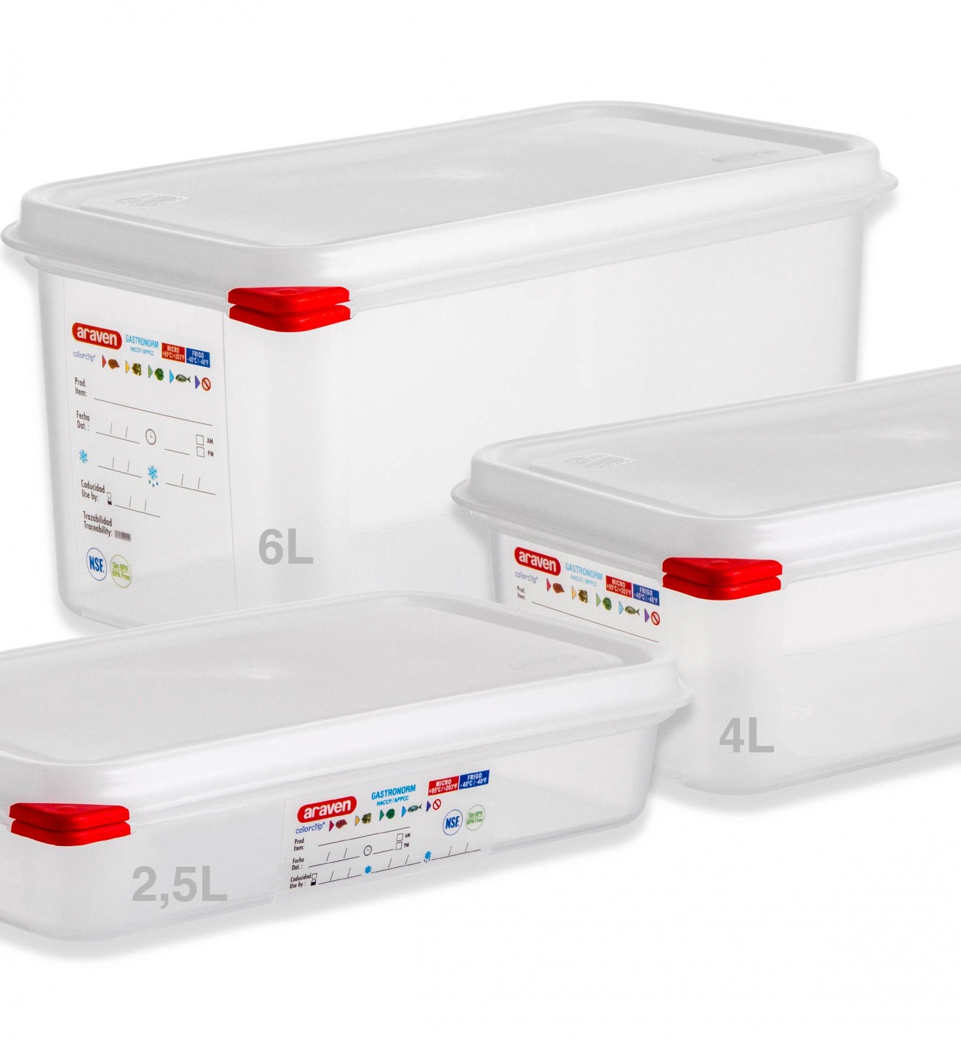 Caixa Hermética Polipropileno Tampa Branca Gn1/3 2500ml 32.5X17.6X6.5cm