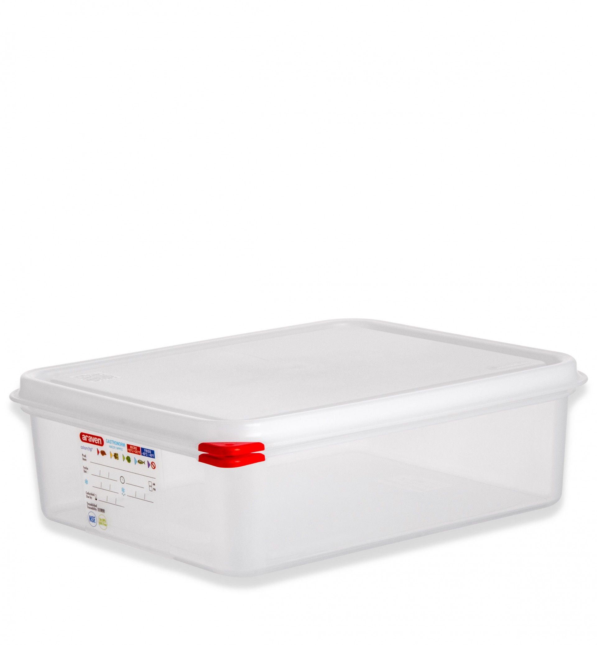 Caixa Hermética Polipropileno Tampa Branca Gn1/2 6500ml 32.5X26.5X10cm