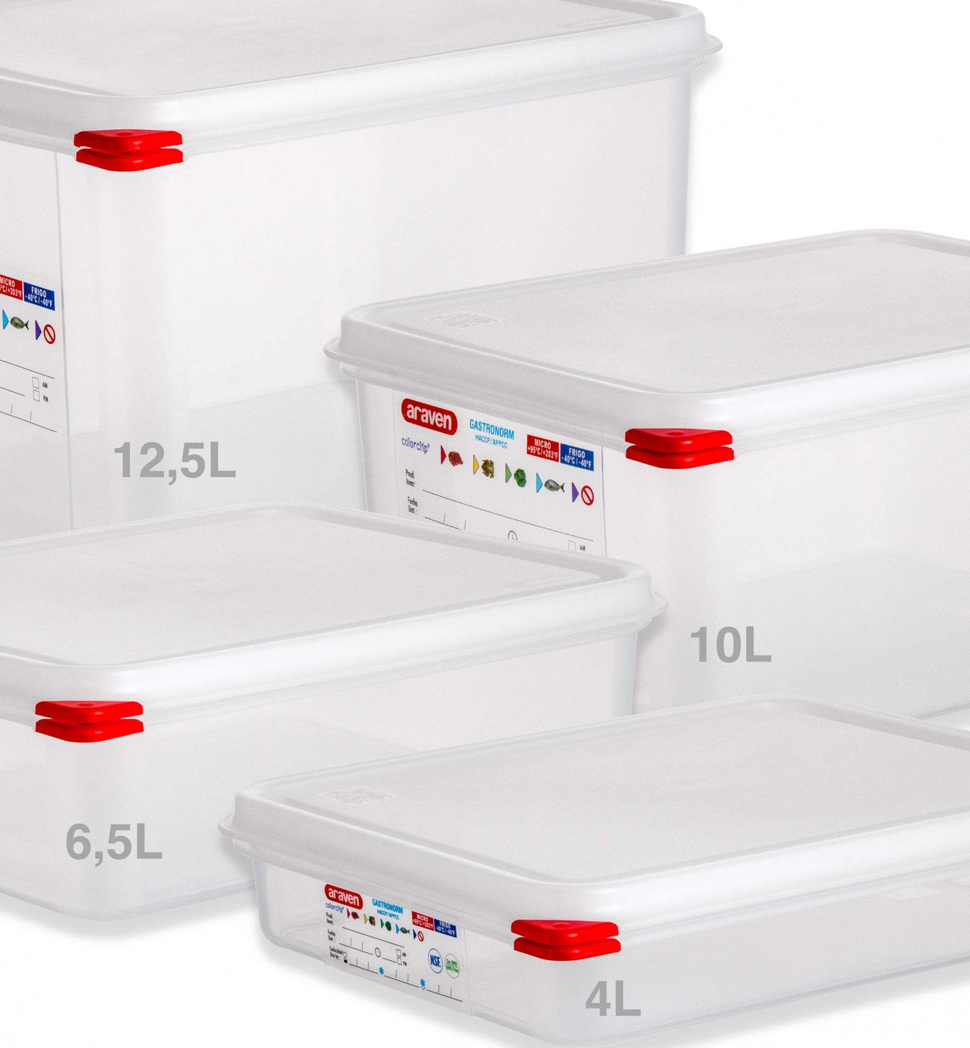 Caixa Hermética Polipropileno Tampa Branca Gn1/2 6500ml 32.5X26.5X10cm