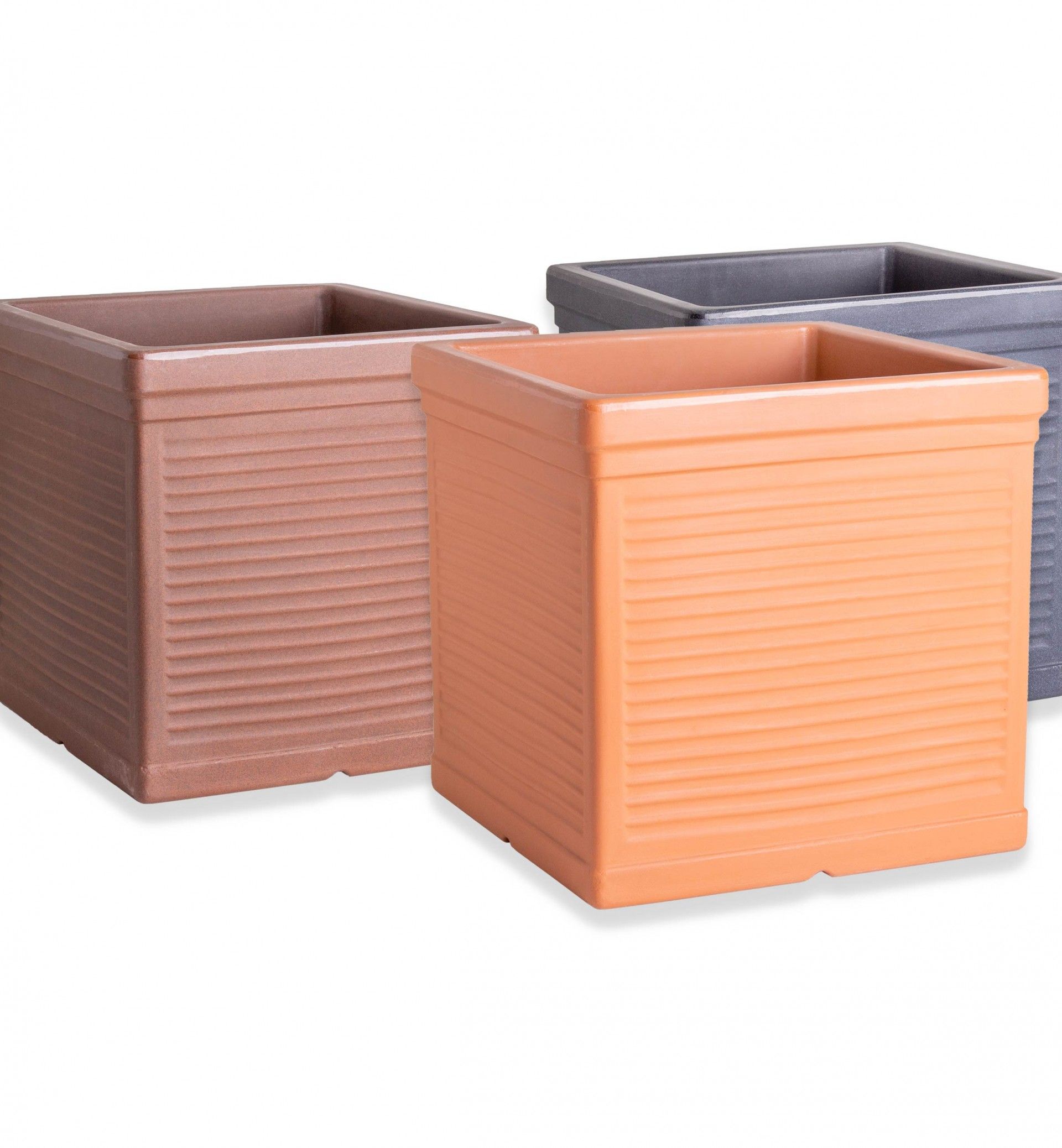 Vaso Plástico Millerigue Quadrado Terracota N.50 50X50X50cm