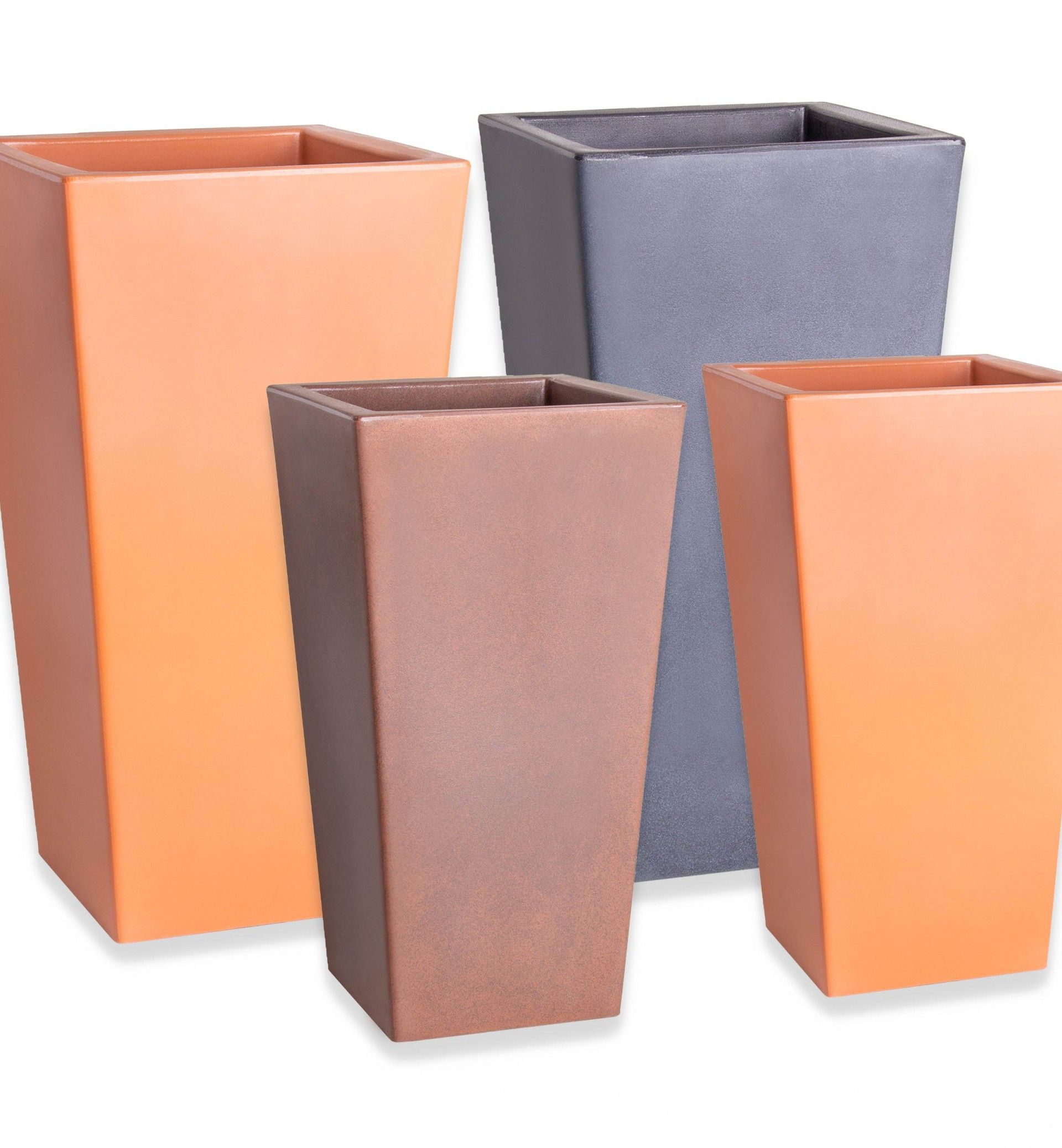 Vaso Plástico Quadrado Alto Terracota N.60 31X31X60cm