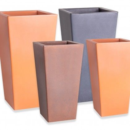 Vaso Plstico Quadrado Alto Terracota N.60 31X31X60cm