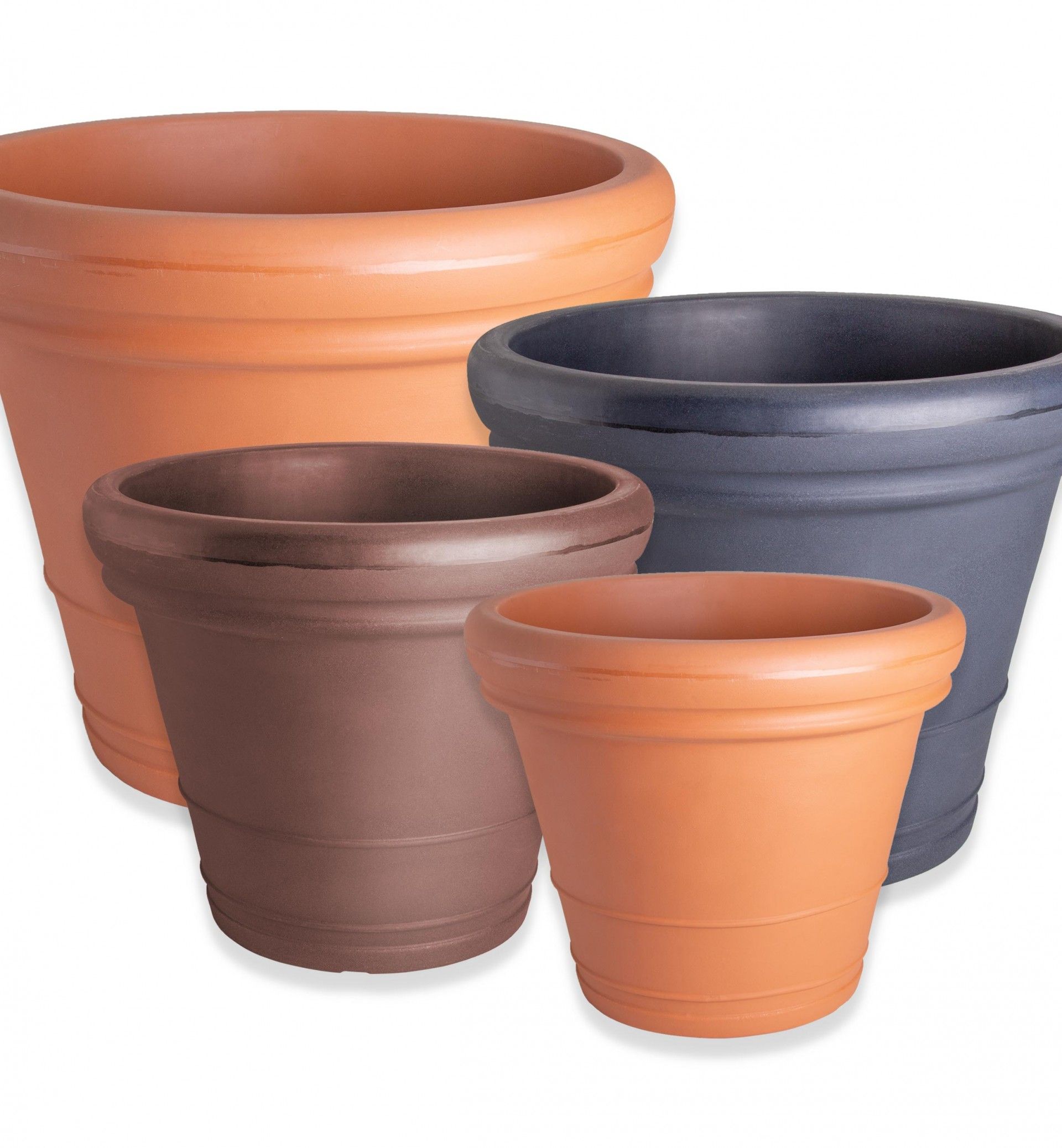Vaso Plástico Duplo Bordo Redondo Terracota N.50 50X43cm