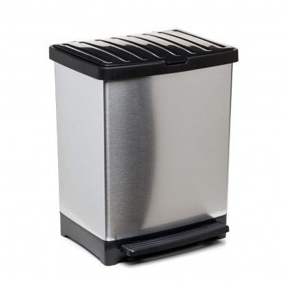 Balde Lixo com Pedal Cinza Metalizado 25L / 33.5X31X42CM