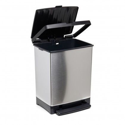 Balde Lixo com Pedal Cinza Metalizado 25L / 33.5X31X42CM