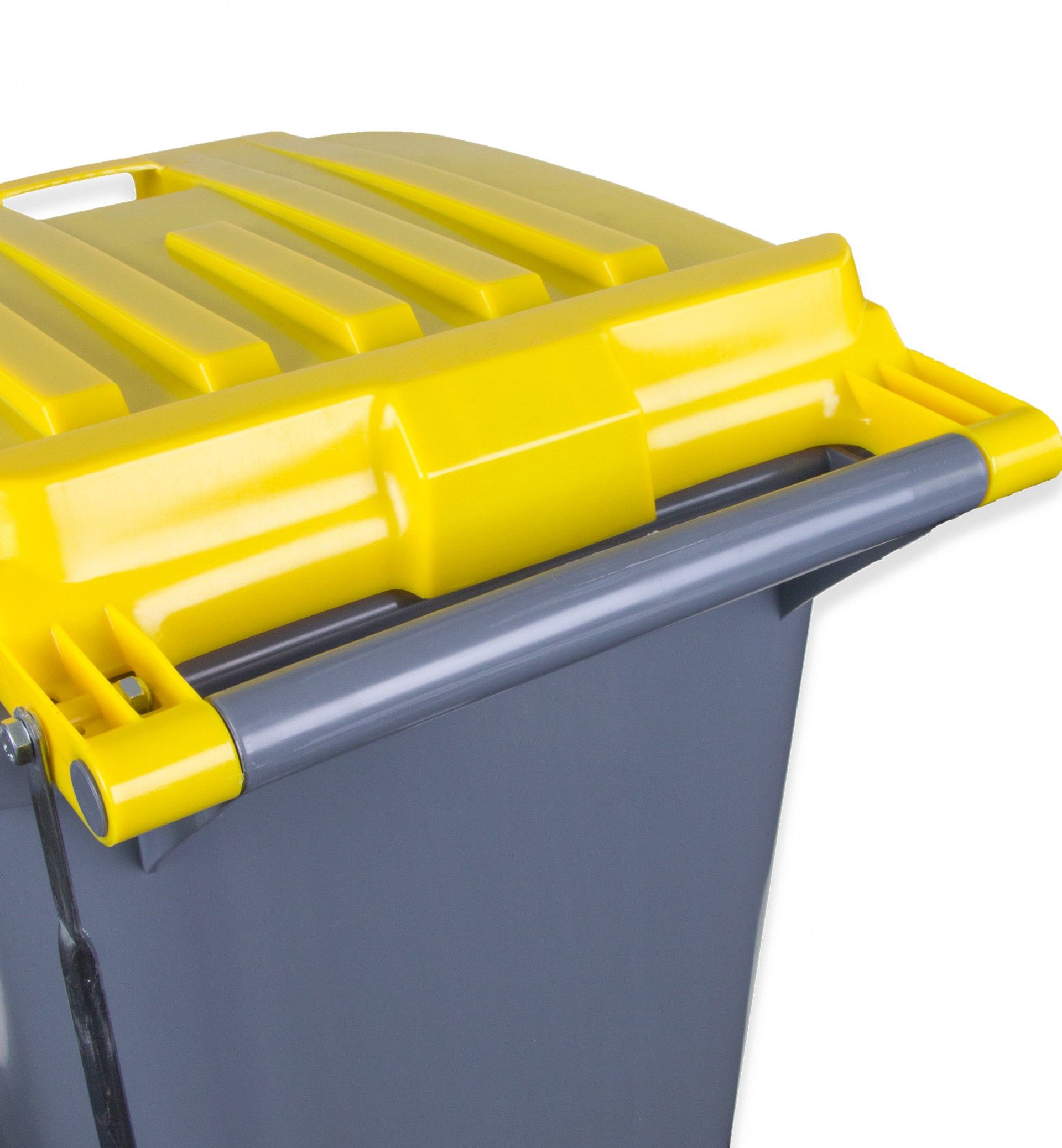 Contentor Eco Cinza com Pedal e Rodas Tampa Amarelo 120l 55.5X47X90.5cm