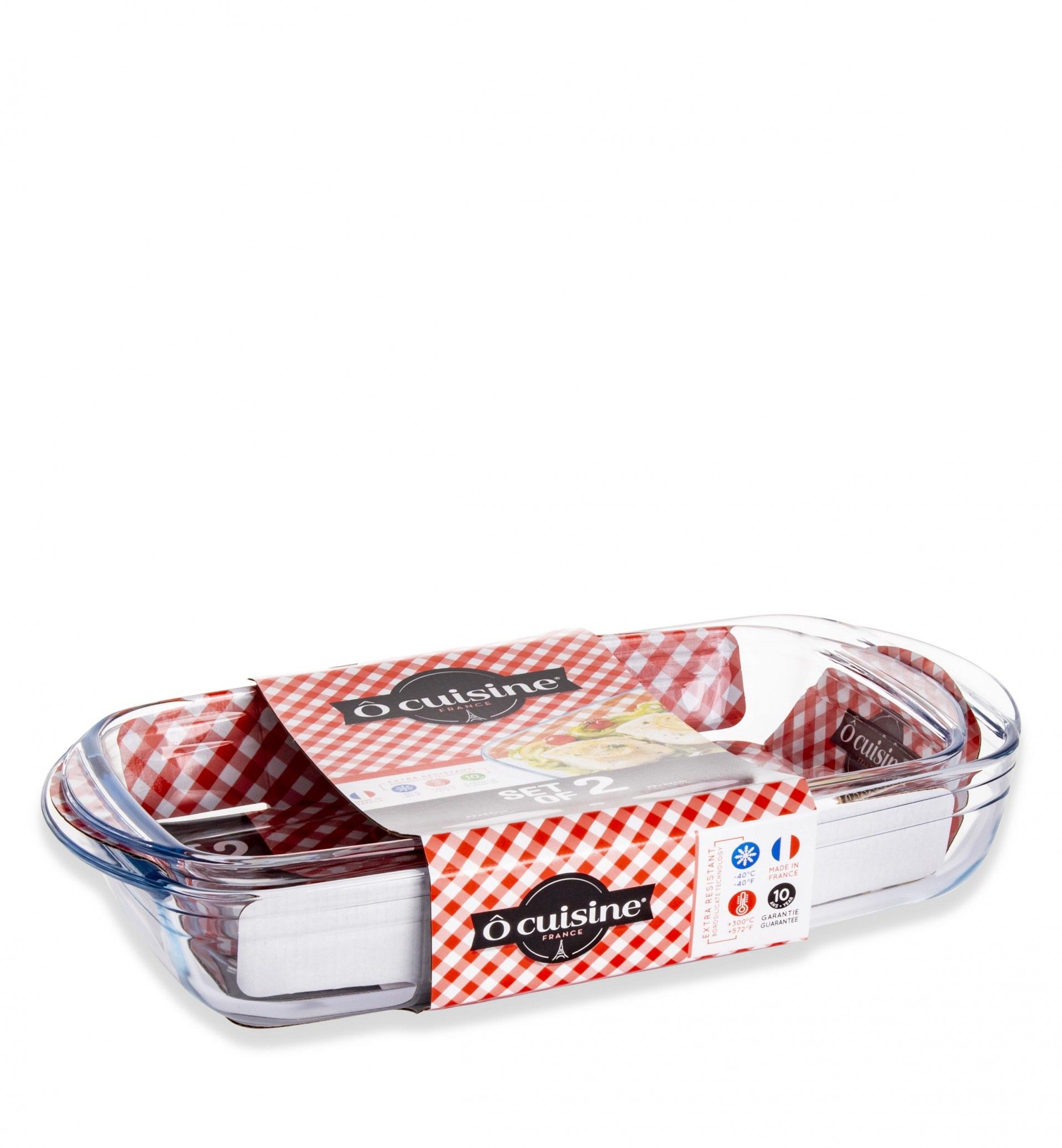 Assadeira Ô Cuisine Retangular 2.6L (35X22cm) + 3.6L (39X24cm) Pack 2