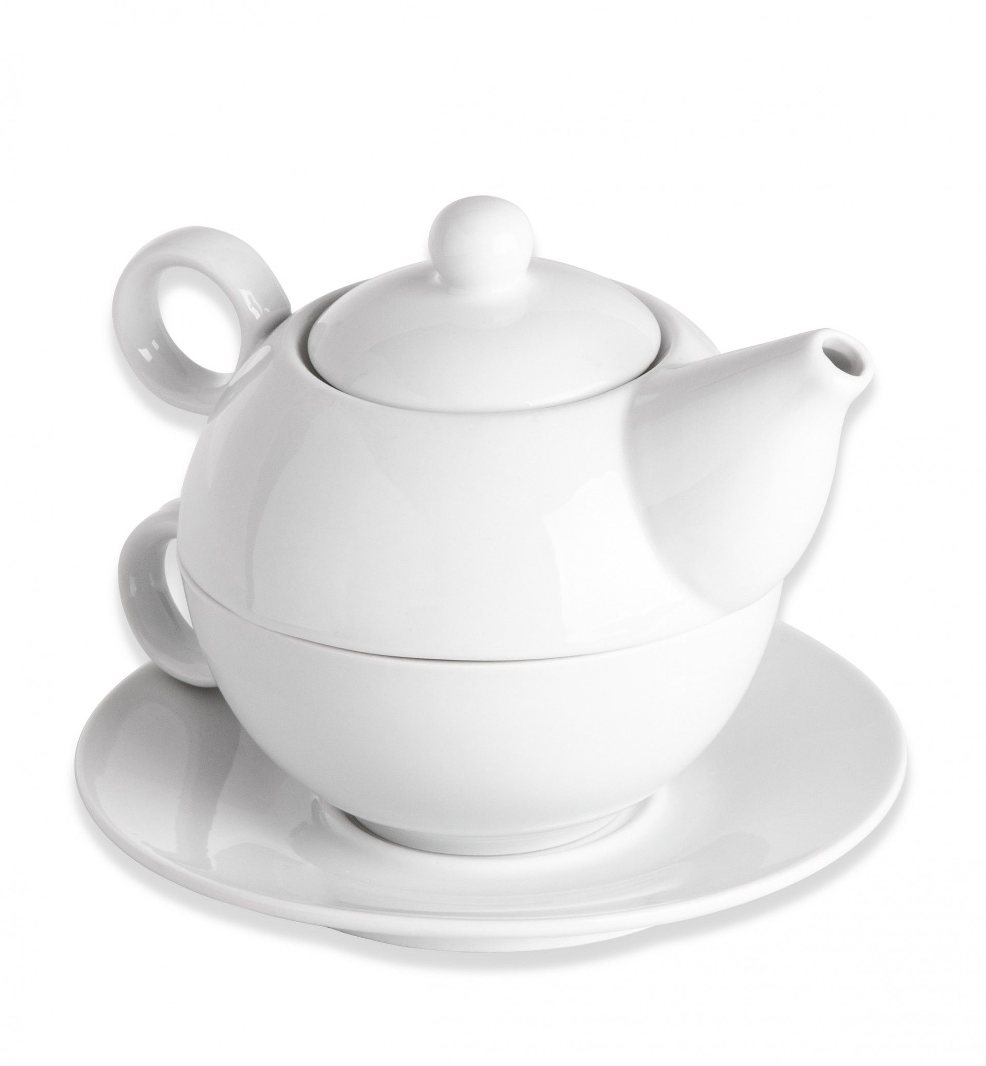 Bule Porcelana + Chávena com Prato Branco 25cl 16X11.2X11.5cm