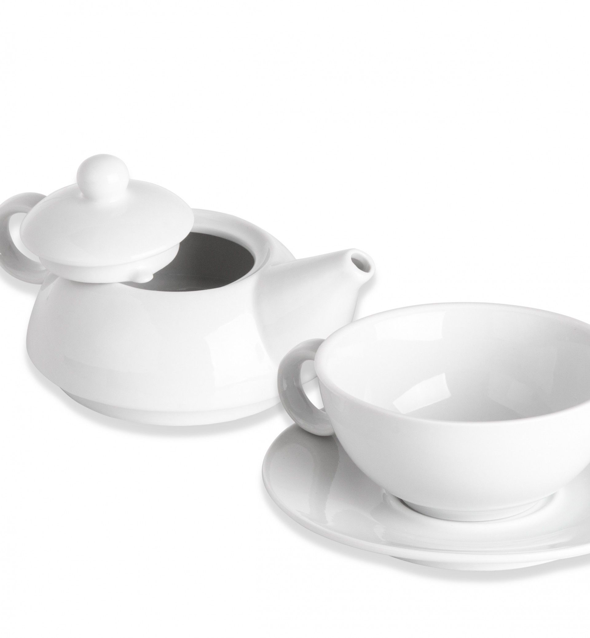 Bule Porcelana + Chávena com Prato Branco 25cl 16X11.2X11.5cm