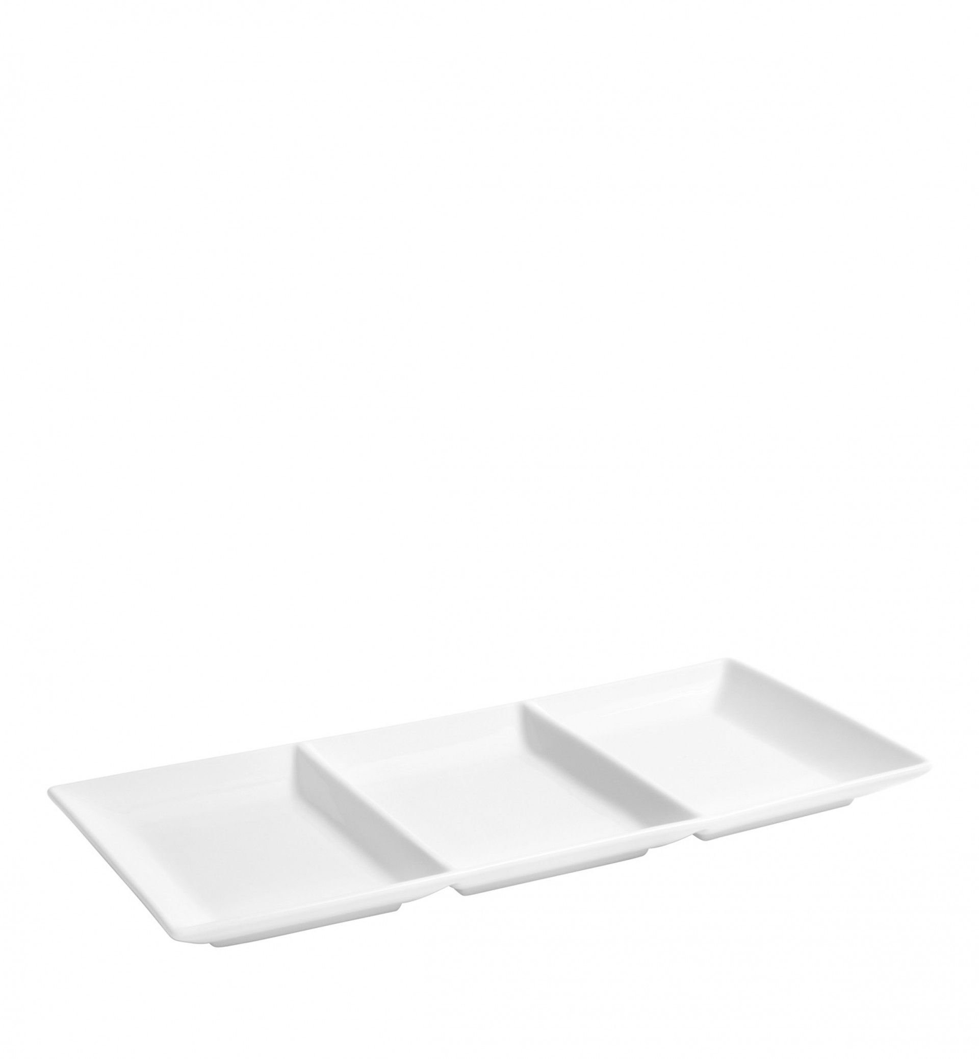 Bandeja Porcelana Ming 3 Divisões Branco 32X15X2cm