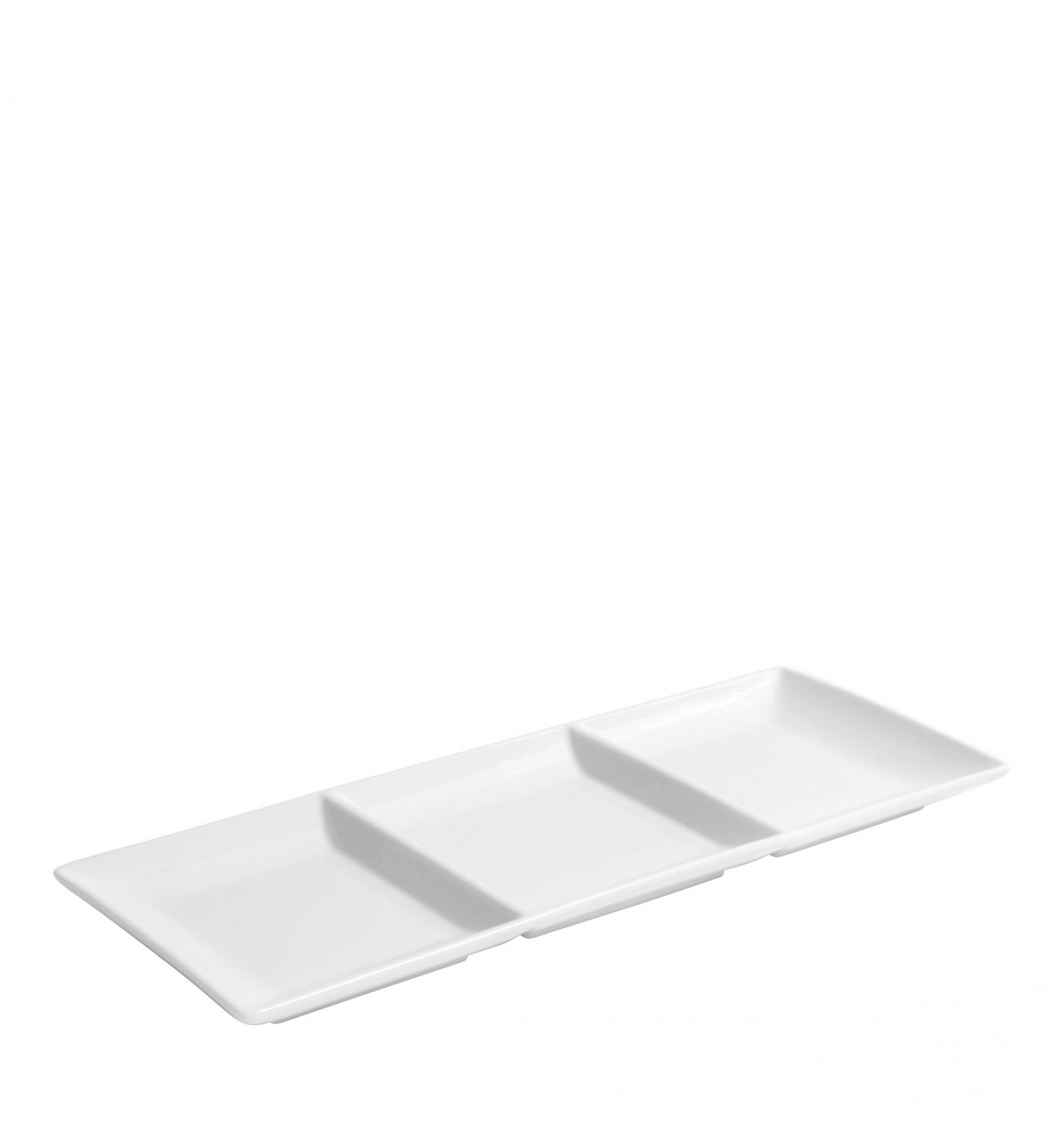 Bandeja Porcelana Ming 3 Divisões Branco 30X12X2cm