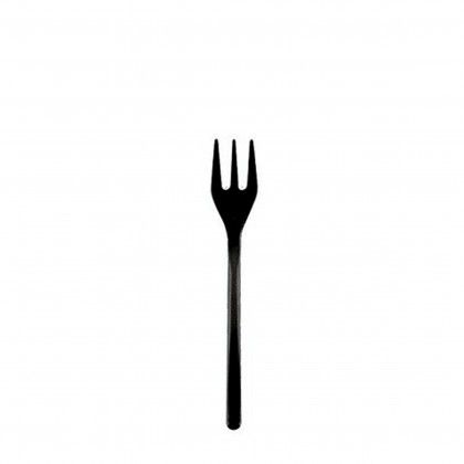 Garfo Reutilizvel Fingerfood Mini Preto 10cm Pack 50