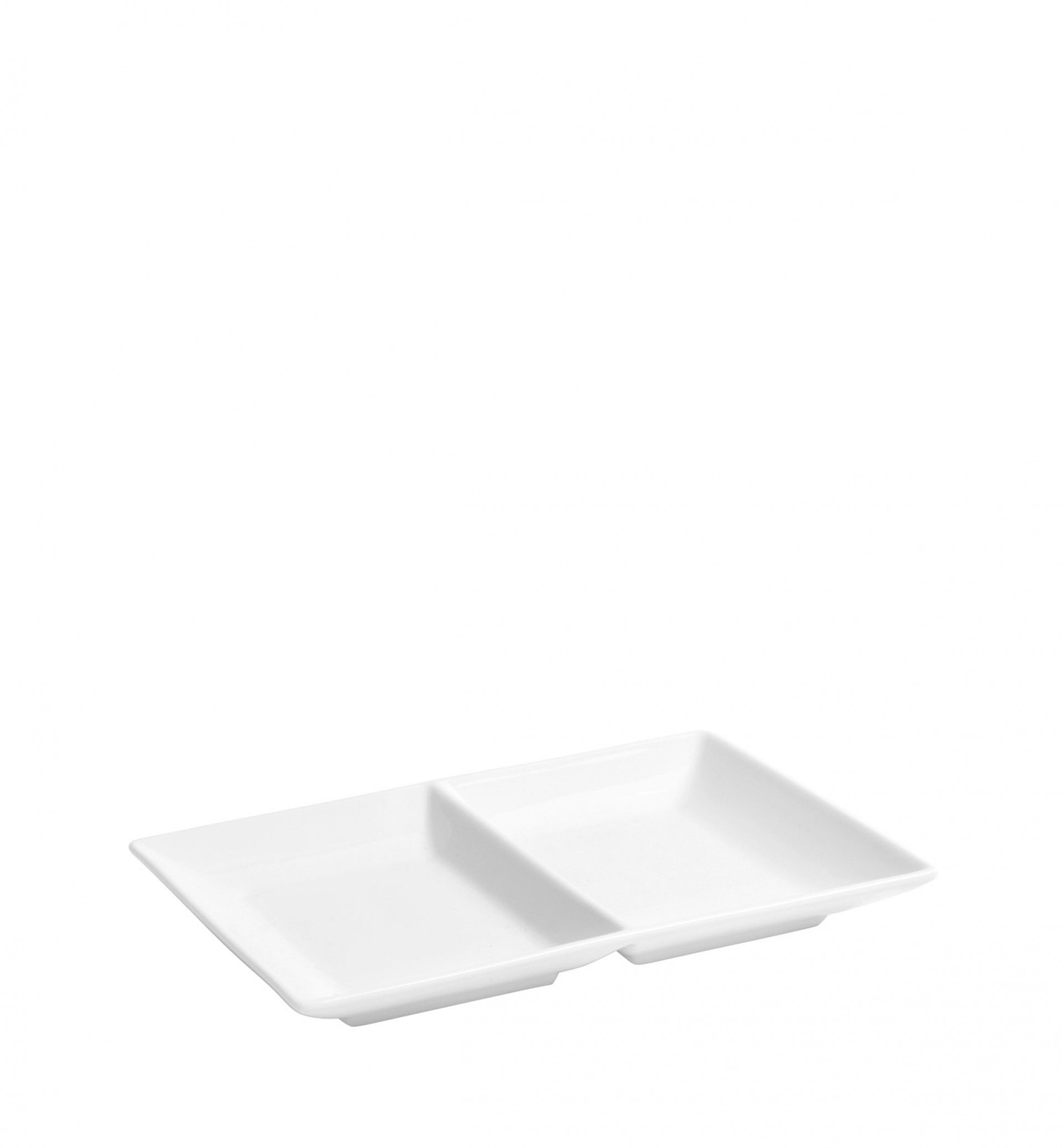Bandeja Porcelana Ming 2 Divisões Branco 20X13X2cm