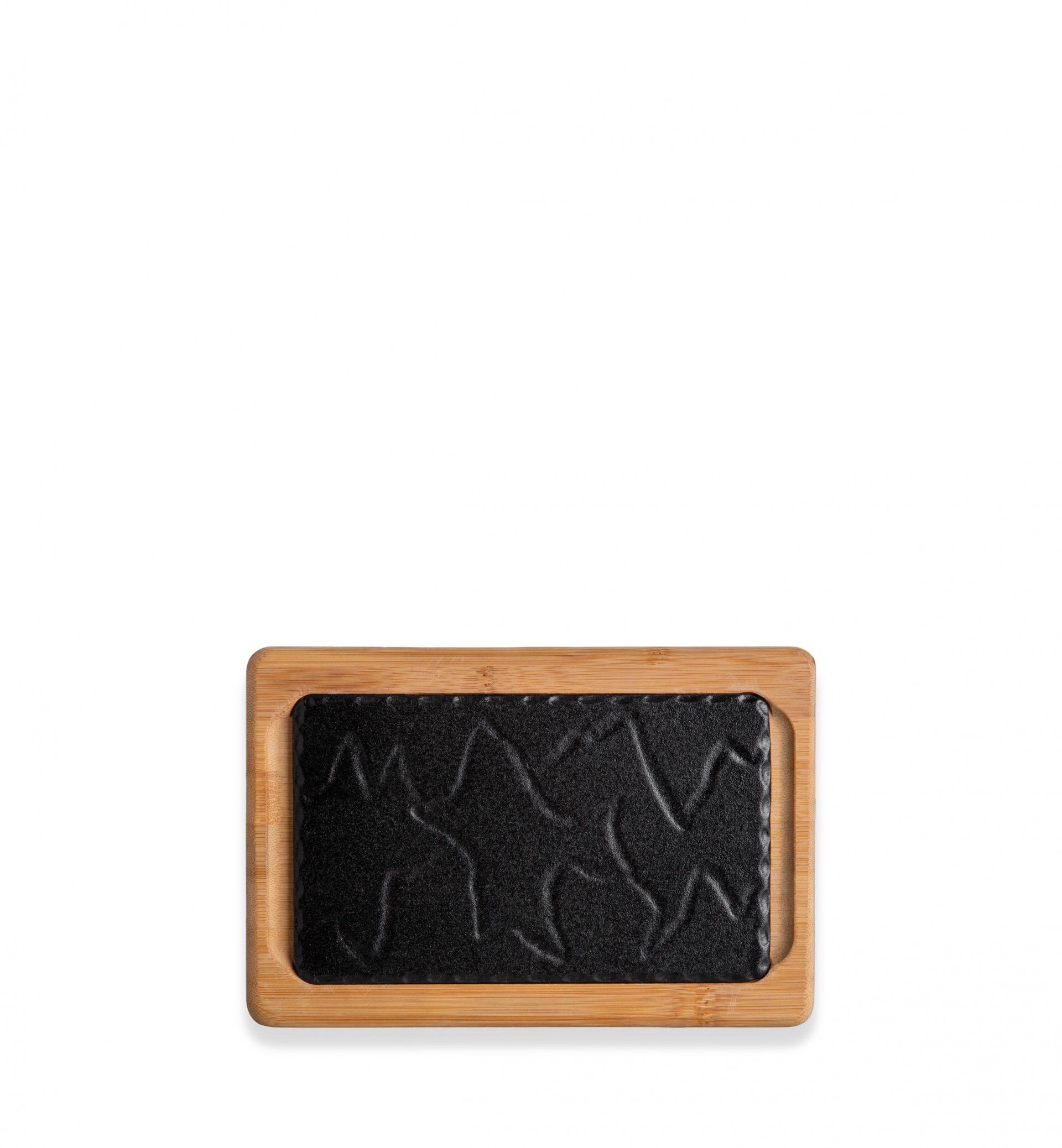 Suporte Bambu + Base Ferro Gourmand Preto 24X16X2cm
