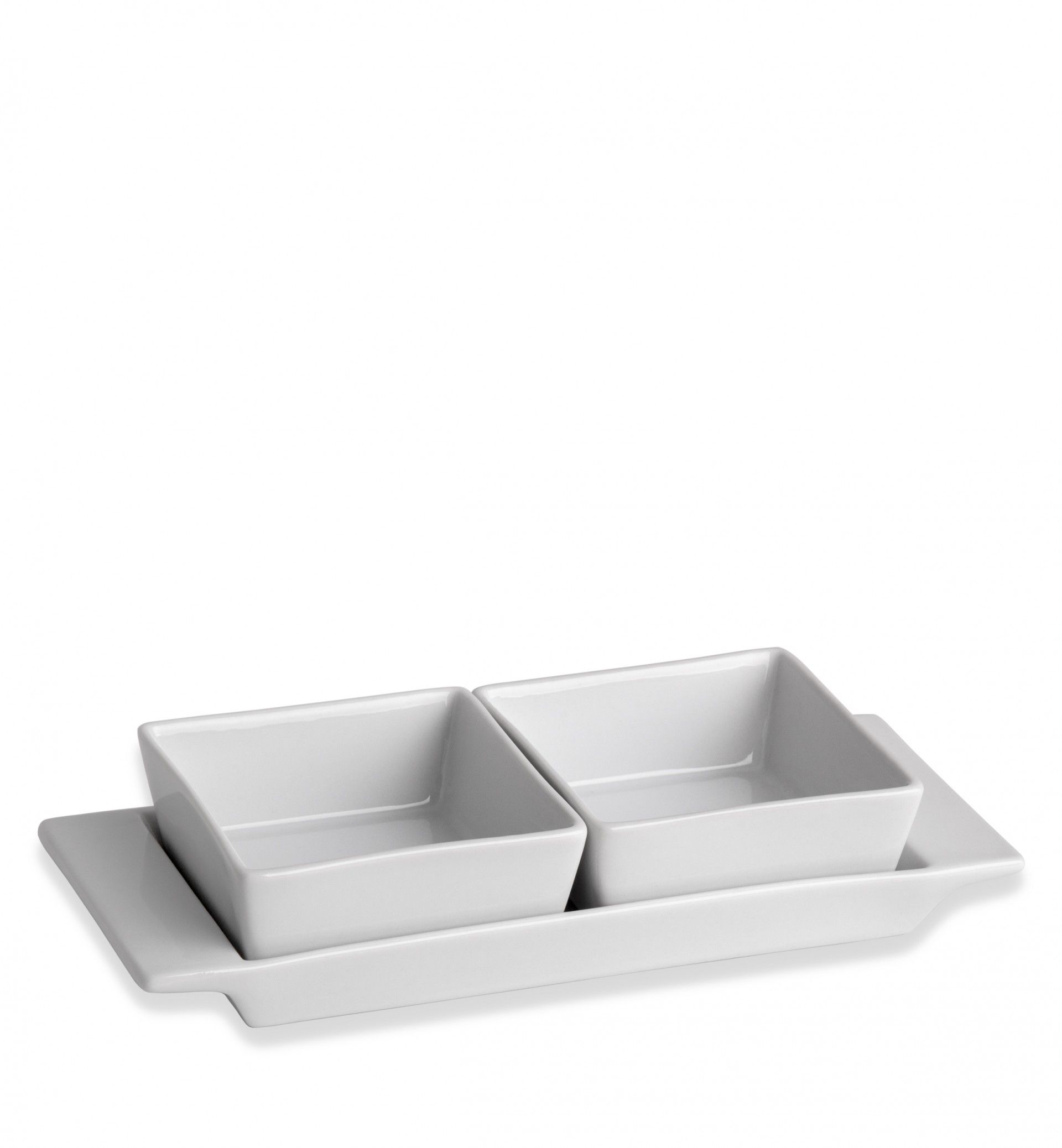 Bandeja Porcelana Degustacion com 2 Taças Branco 10cl