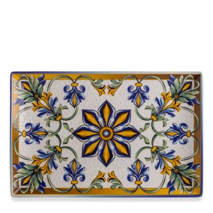 Bandeja Porcelana Bizancio Multicor 30X20X2.5cm
