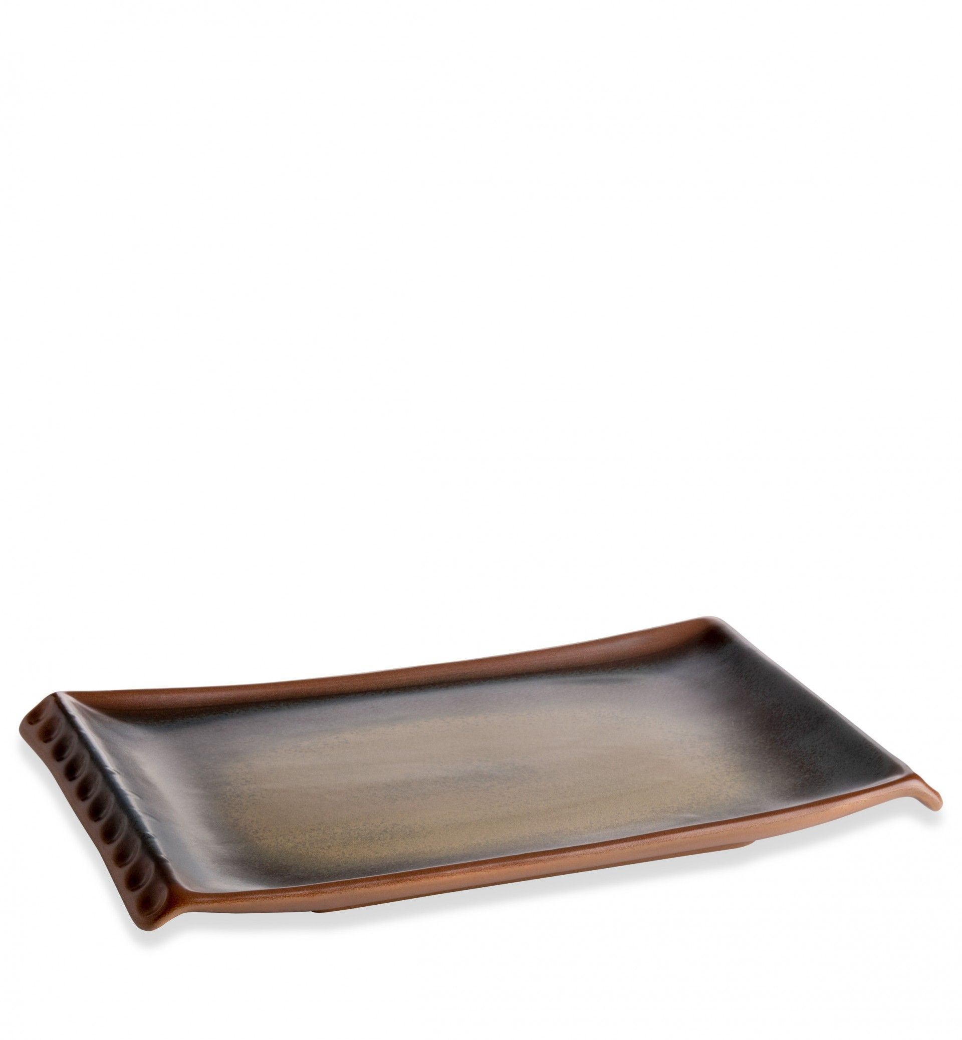 Bandeja Porcelana Lava Castanho 30X17.3cm