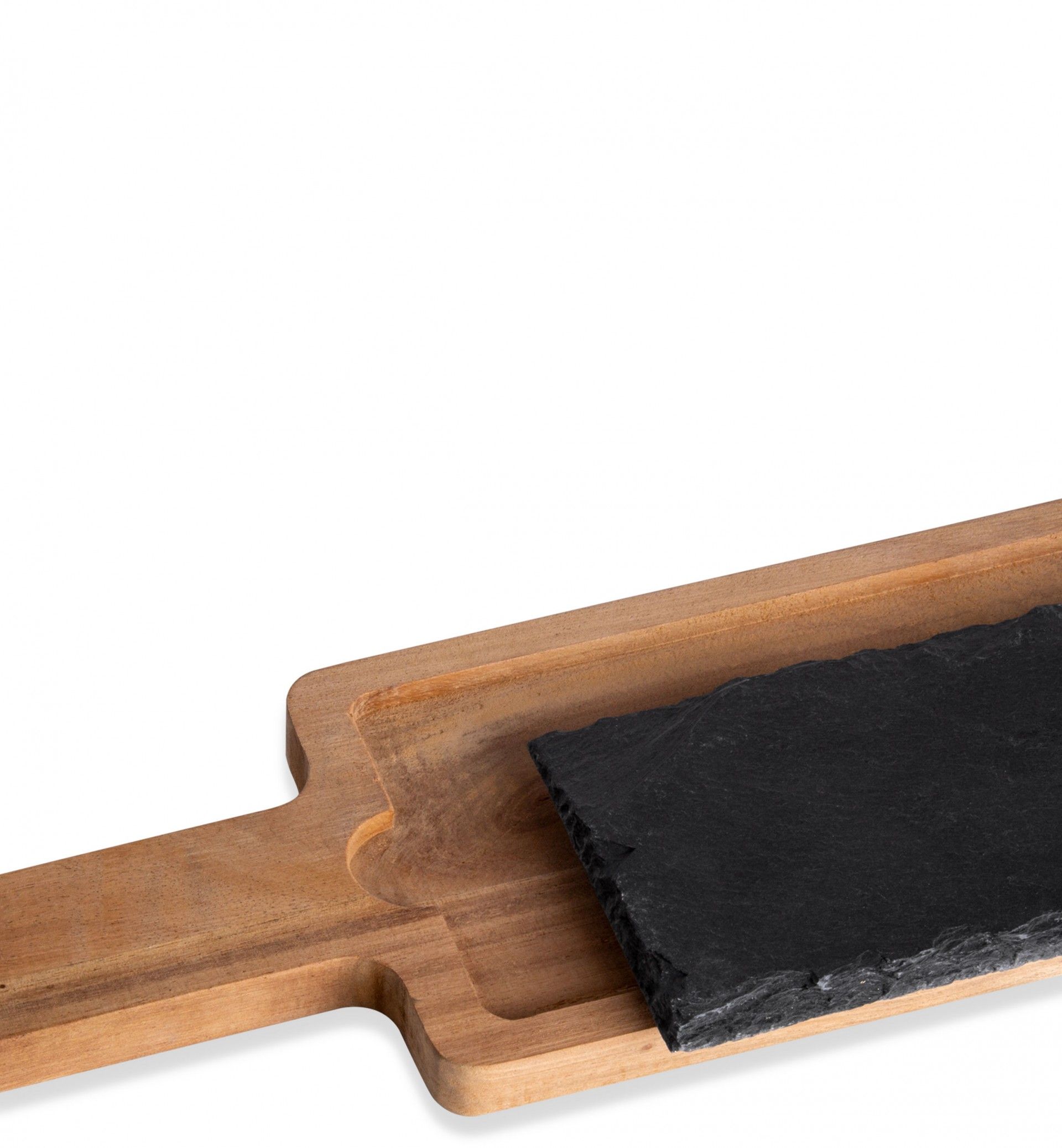 Suporte Acácia + Base Ardósia Soft-Africa Preto 45X10.5X1.5cm