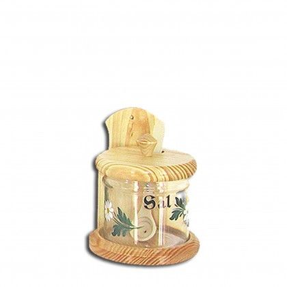 Saleiro Madeira Claro + Vidro 15X17.5CM