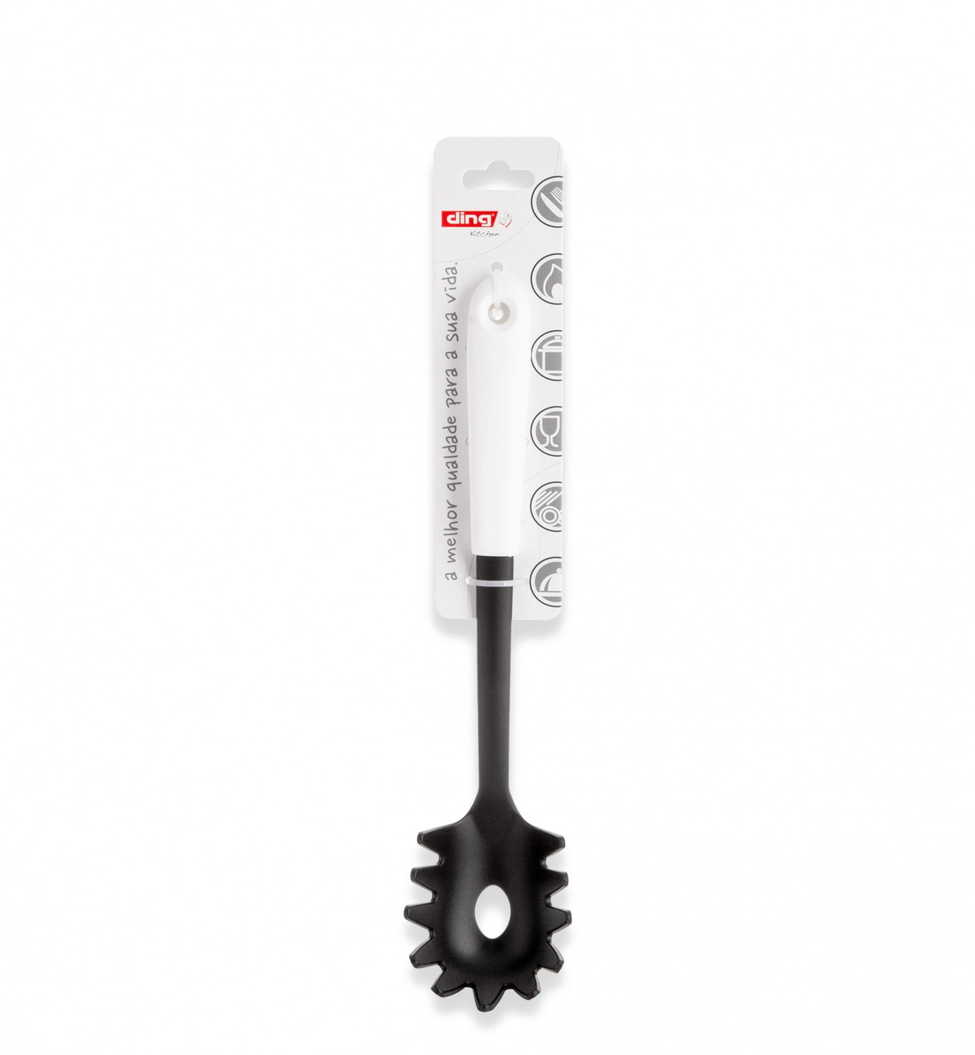 Colher Esparguete Nylon Living Preto / Branco 31cm