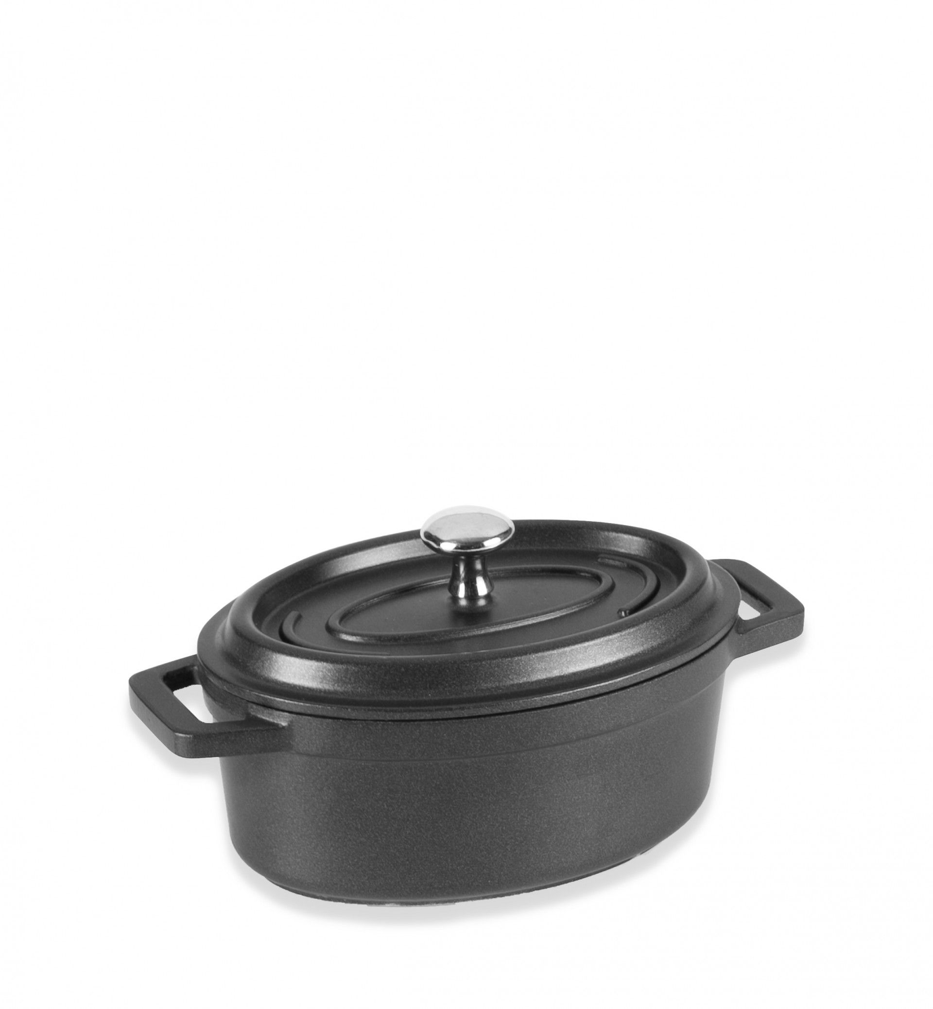 Caçarola Alumínio Fundido Oval Mini Preto 250ml 12X8.5X5cm