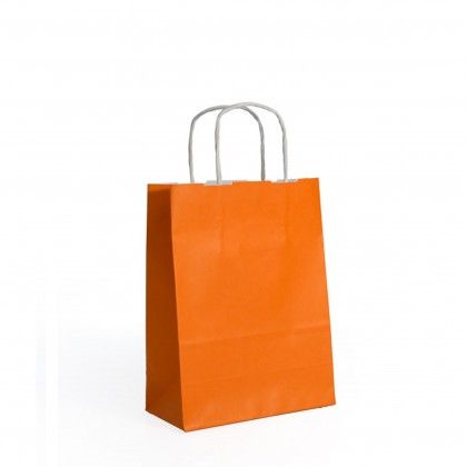 Saco Papel Asa Retorcida Laranja 27X12X37cm