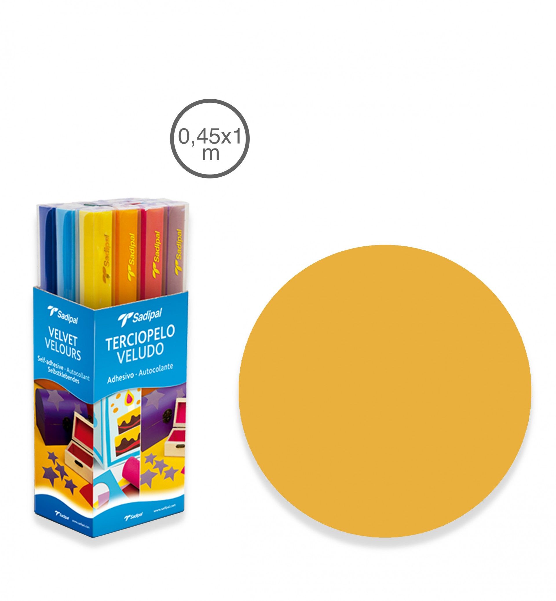 Rolo Veludo Adesivo Sadipal Amarelo Ouro 0.45X1M