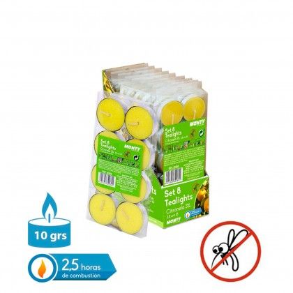 Tealights Citronela 2.5H 10gr 3.8X1.1cm Pack 8 Tealights Citronela 2.5H 10gr 3.8X1.1cm Pack 8