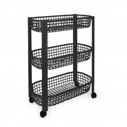 Carrinho Multifunções Codil Beclassic com 3 Cestos 46.5X26X58.5cm Carrinho Multifunções Codil Beclassic com 3 Cestos 46.5X26X58.5cm