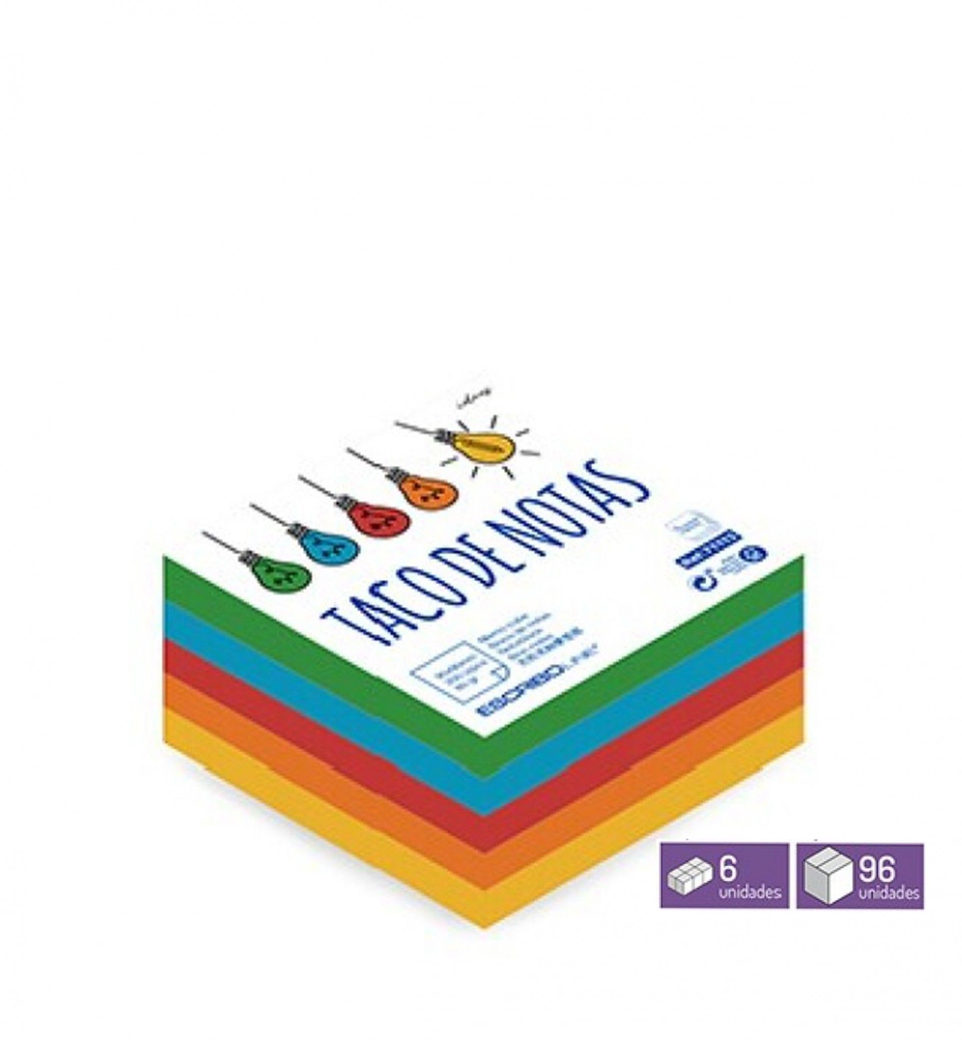 Bloco Notas Flojim 5 Cores Fortes 200 Folhas 9X9cm
