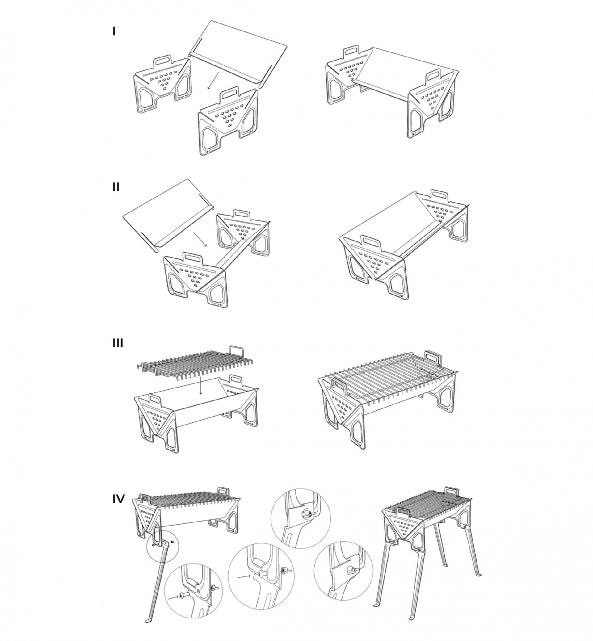 Fogareiro Inox com Pernas 40X31X61cm