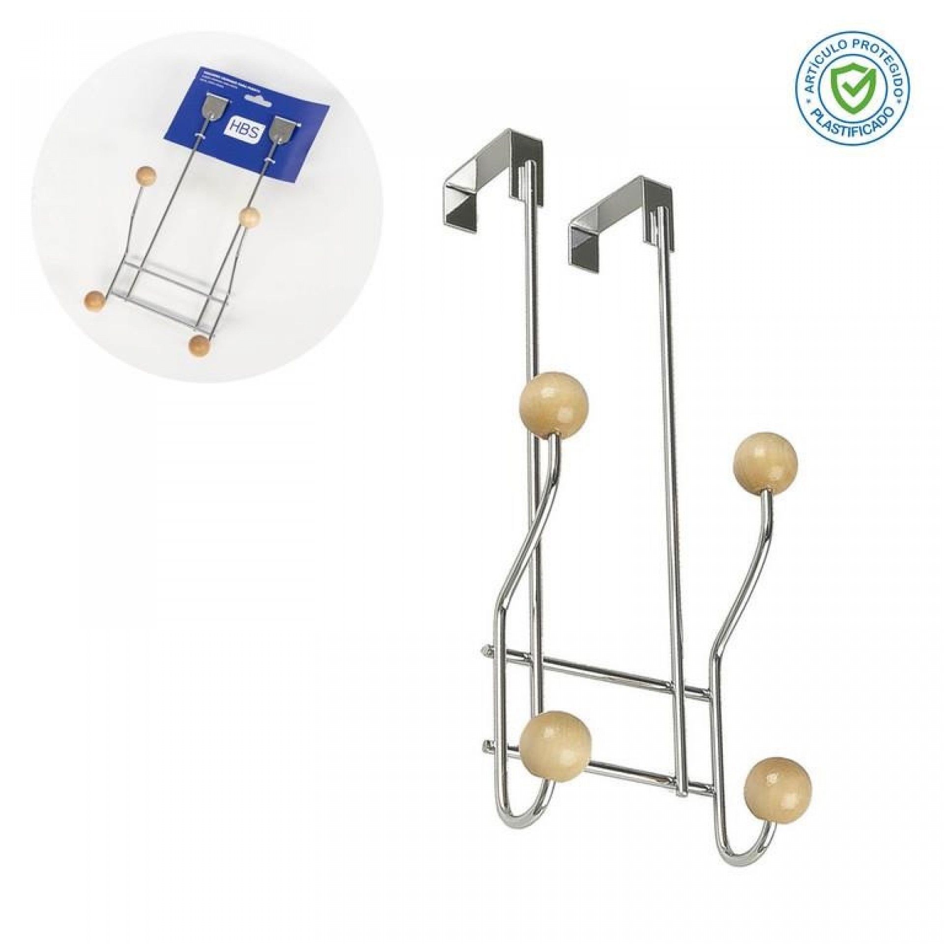 CABIDE PORTA METAL 4 GANCHOS BAMBU 0226099652
