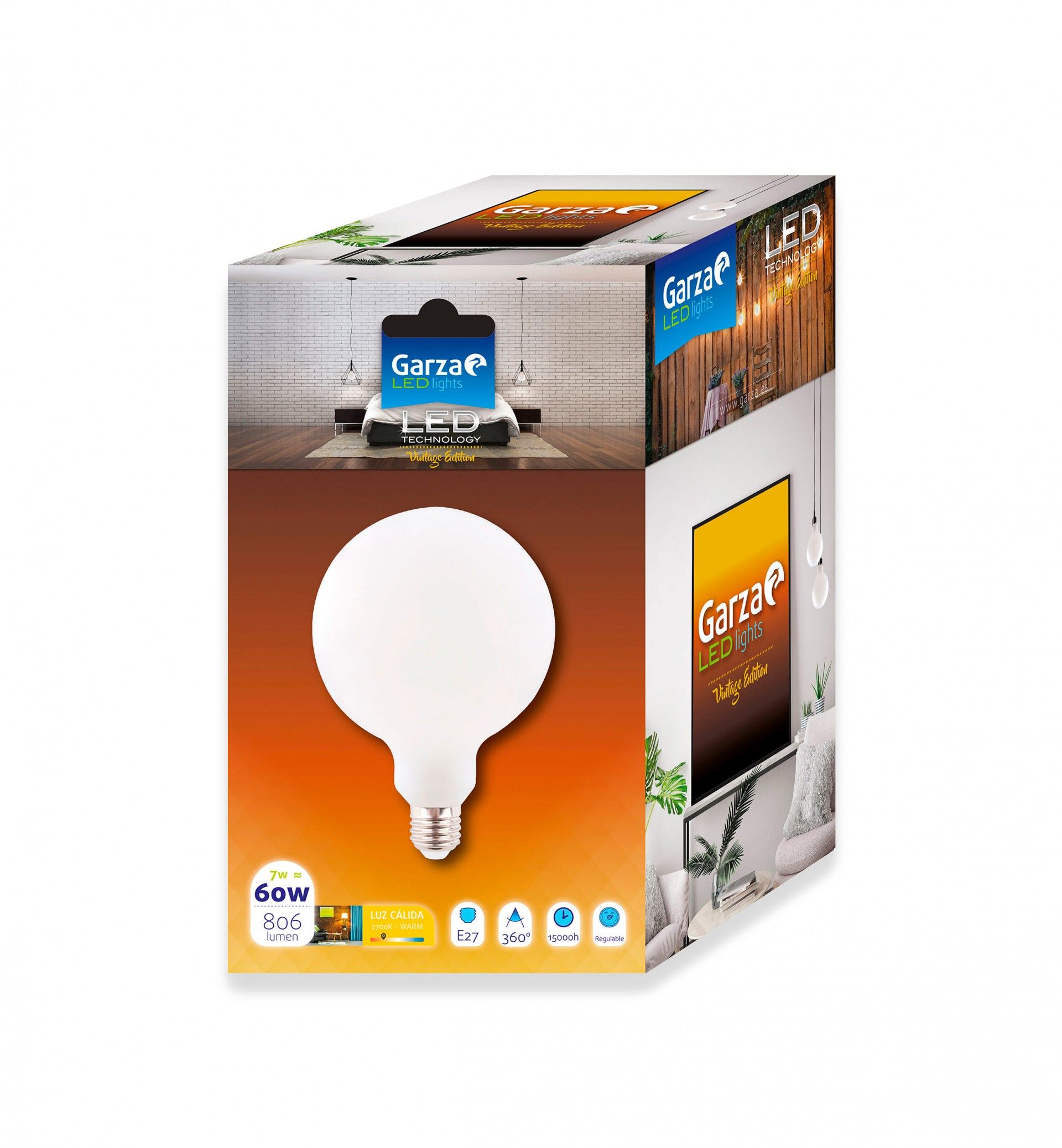 LAMPADA LED GLOBO OPACO FILAMENTO E27 7W G125