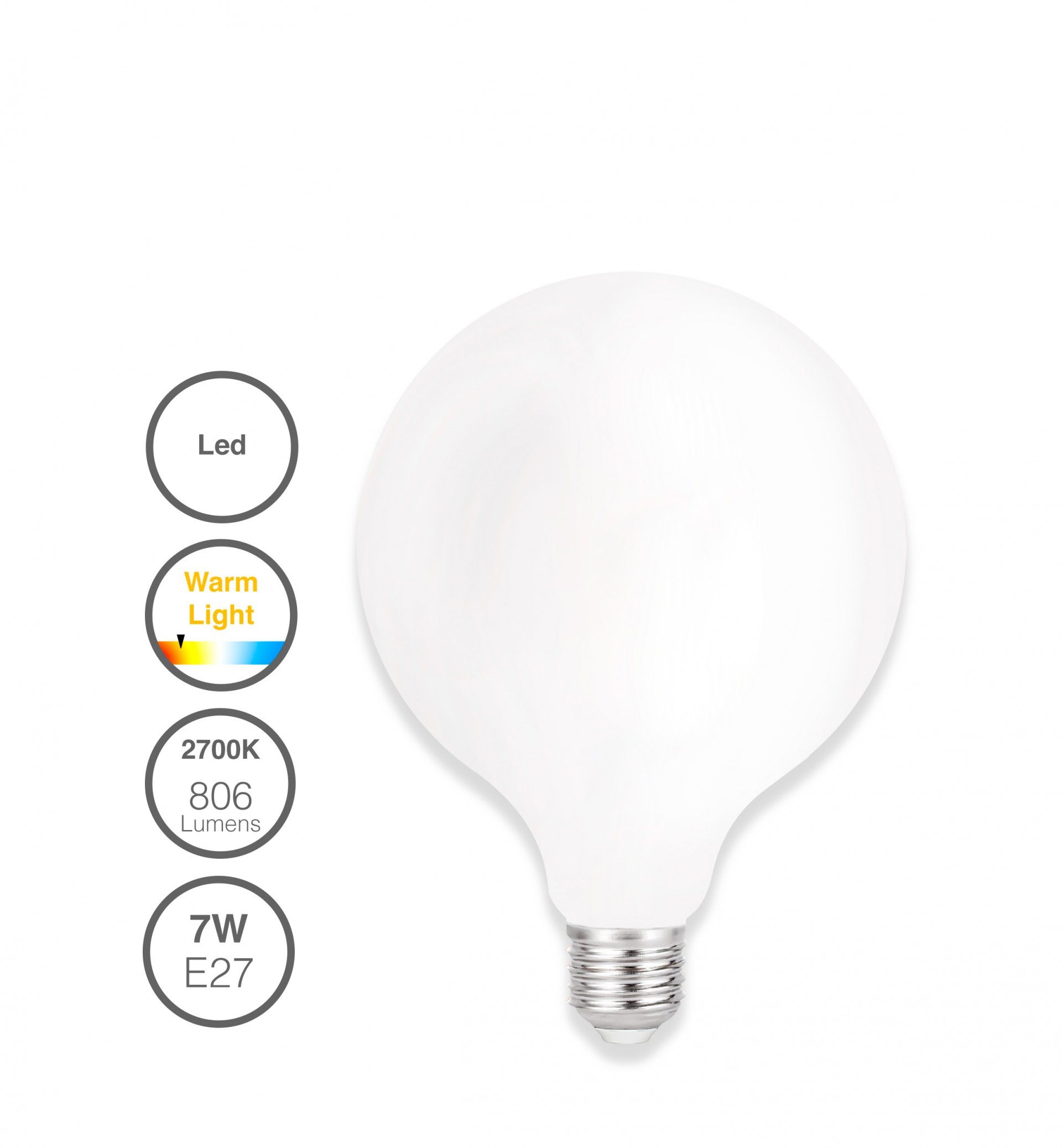 LAMPADA LED GLOBO OPACO FILAMENTO E27 7W G125