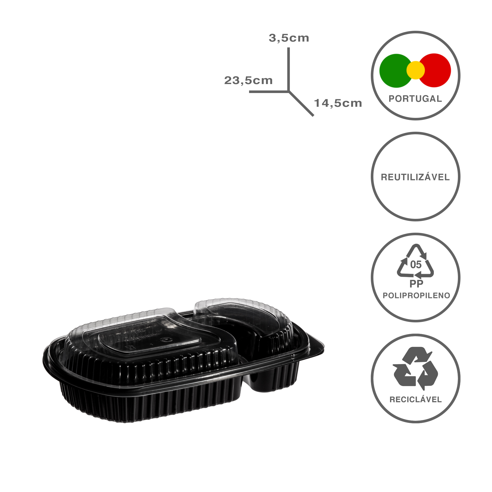 Caixa Take Away 2 Divisões 25/75 23.5X14.5X3.5cm Pack 101