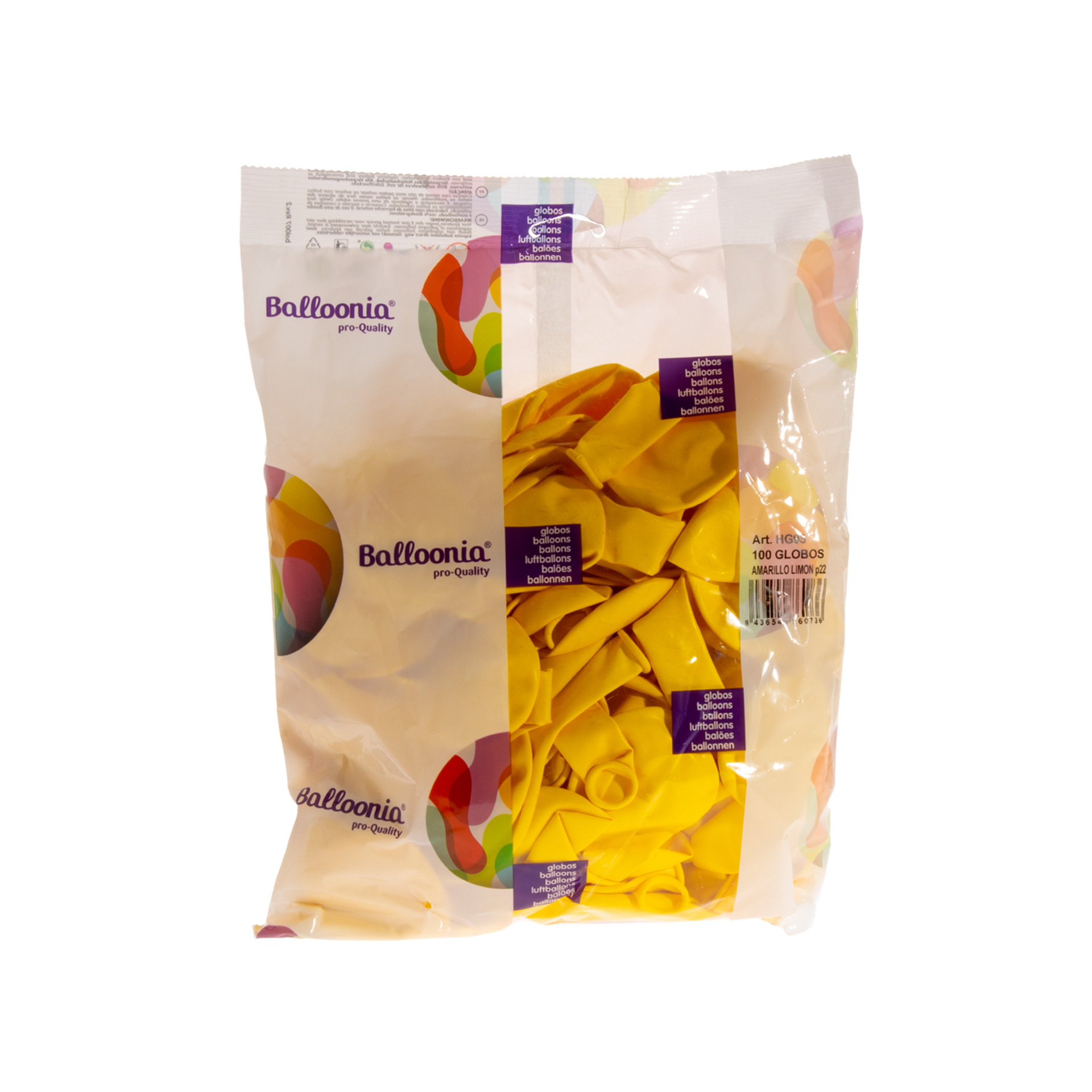 Balões Balloonia Amarelo Limão Pack 100